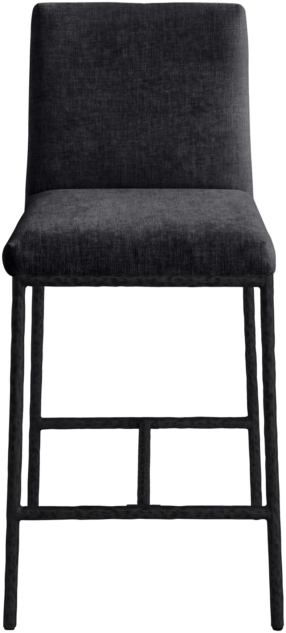 Reeves - Chenille Fabric Upholstered Counter Stool (Set of 2) - Black Base