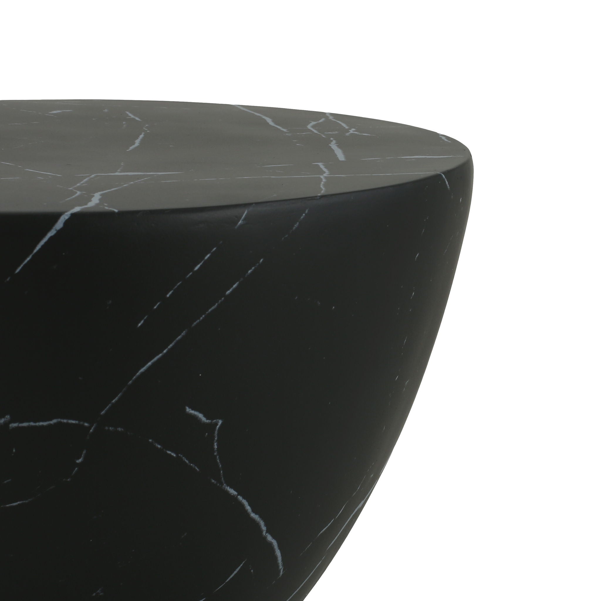 Outdoor Lightweight Concrete Side / End Table, Living Room Accent Table - Black Marble