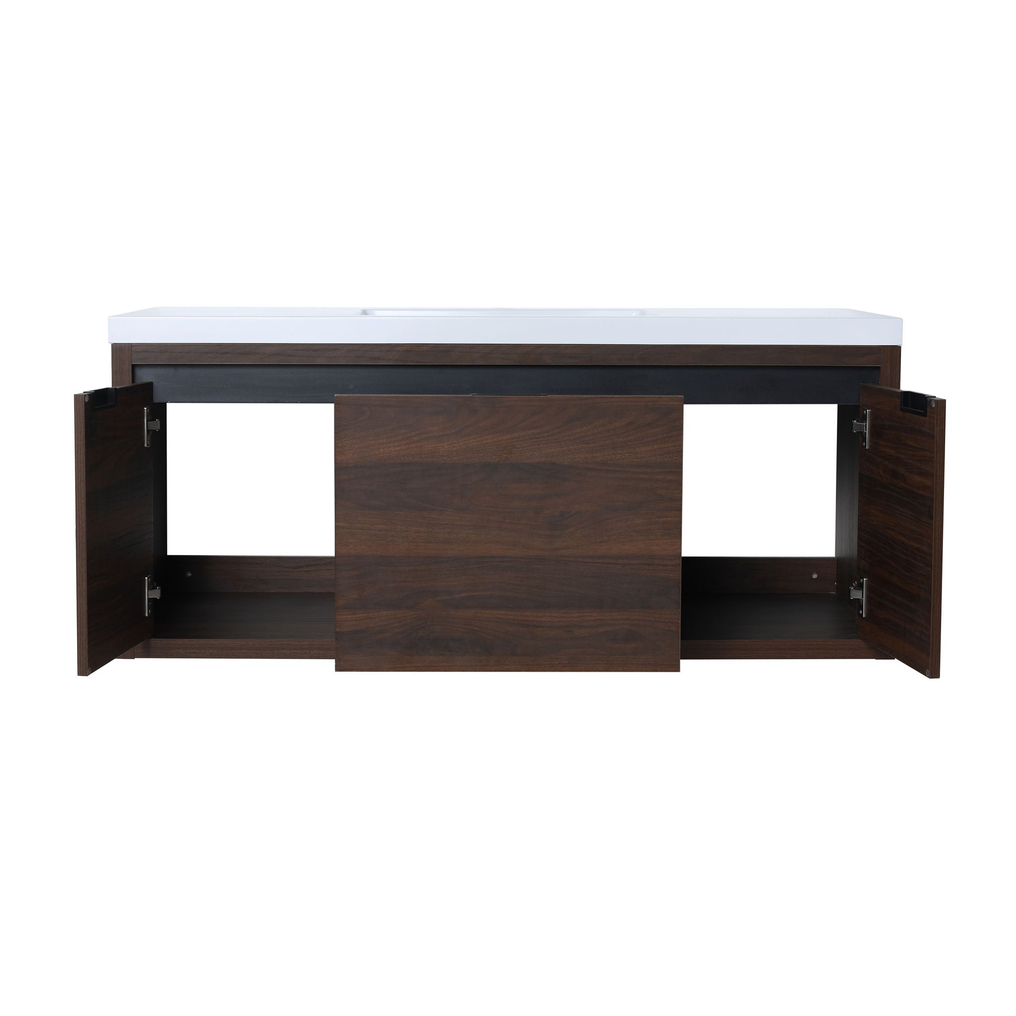 Floating 48" Bathroom Vanity With Resin Sink And Soft Close Doors California Plywood - California Walnut