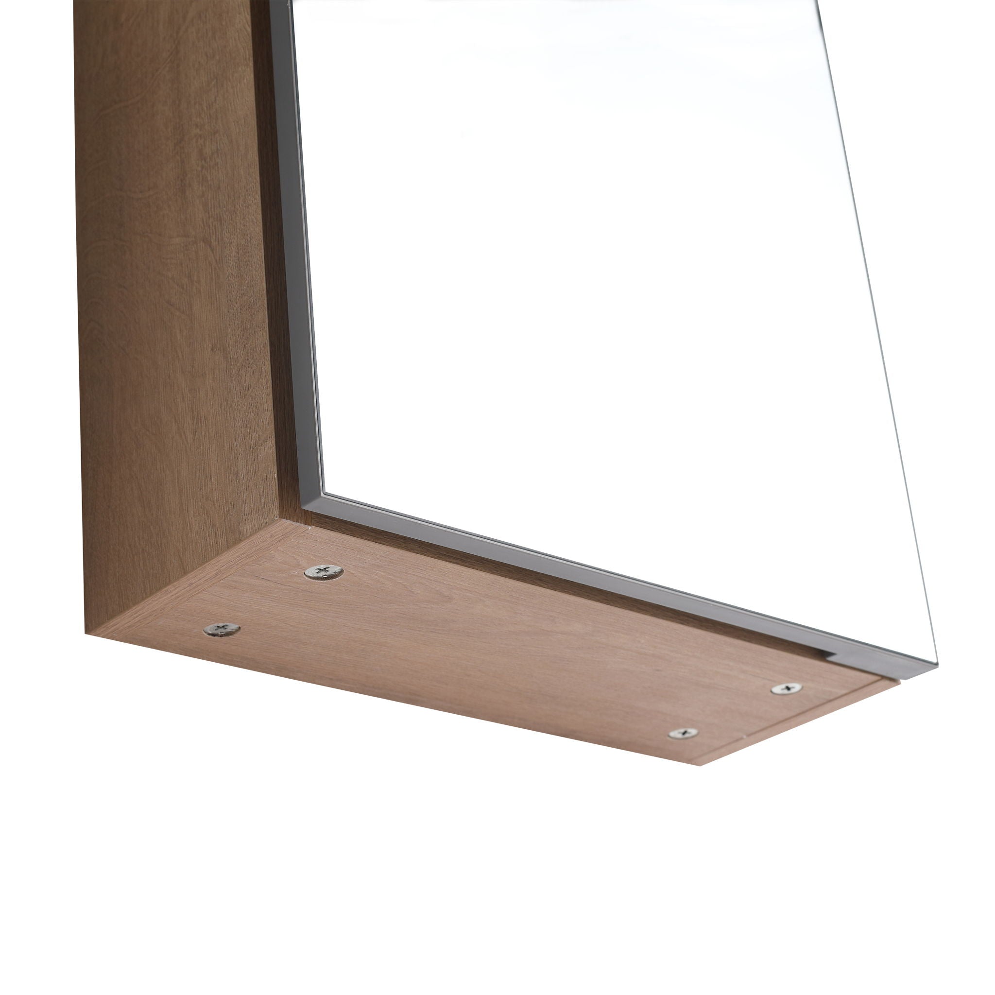 14" Bathroom Mirror Cabinet With Adjustable Shelves, Wall Mounted Medicine Storage Cabinet Frame With Soft Closing Hinges - Imitative Oak