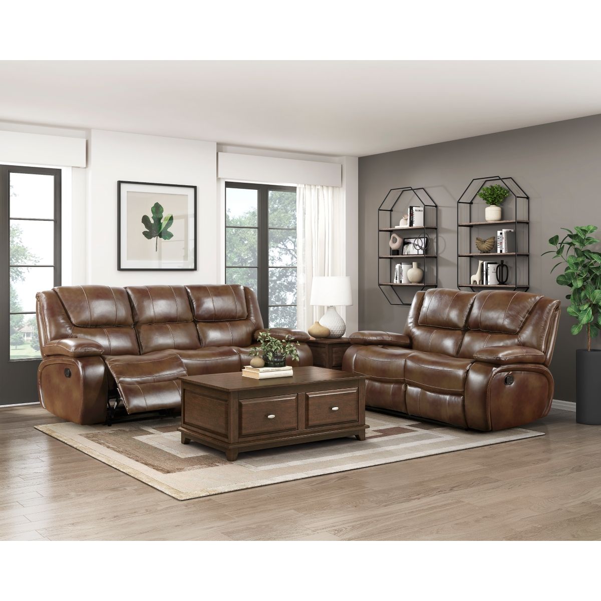 Ellicott - Double Reclining Sofa - Brown