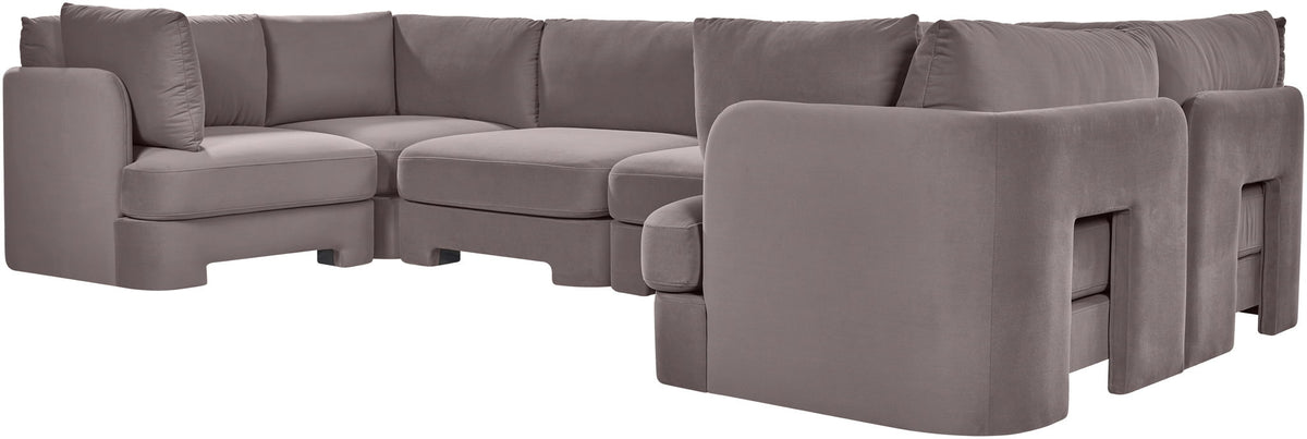 Hammond - Velvet Performance Fabric Upholstered 6 Piece U-Shaped Sectional