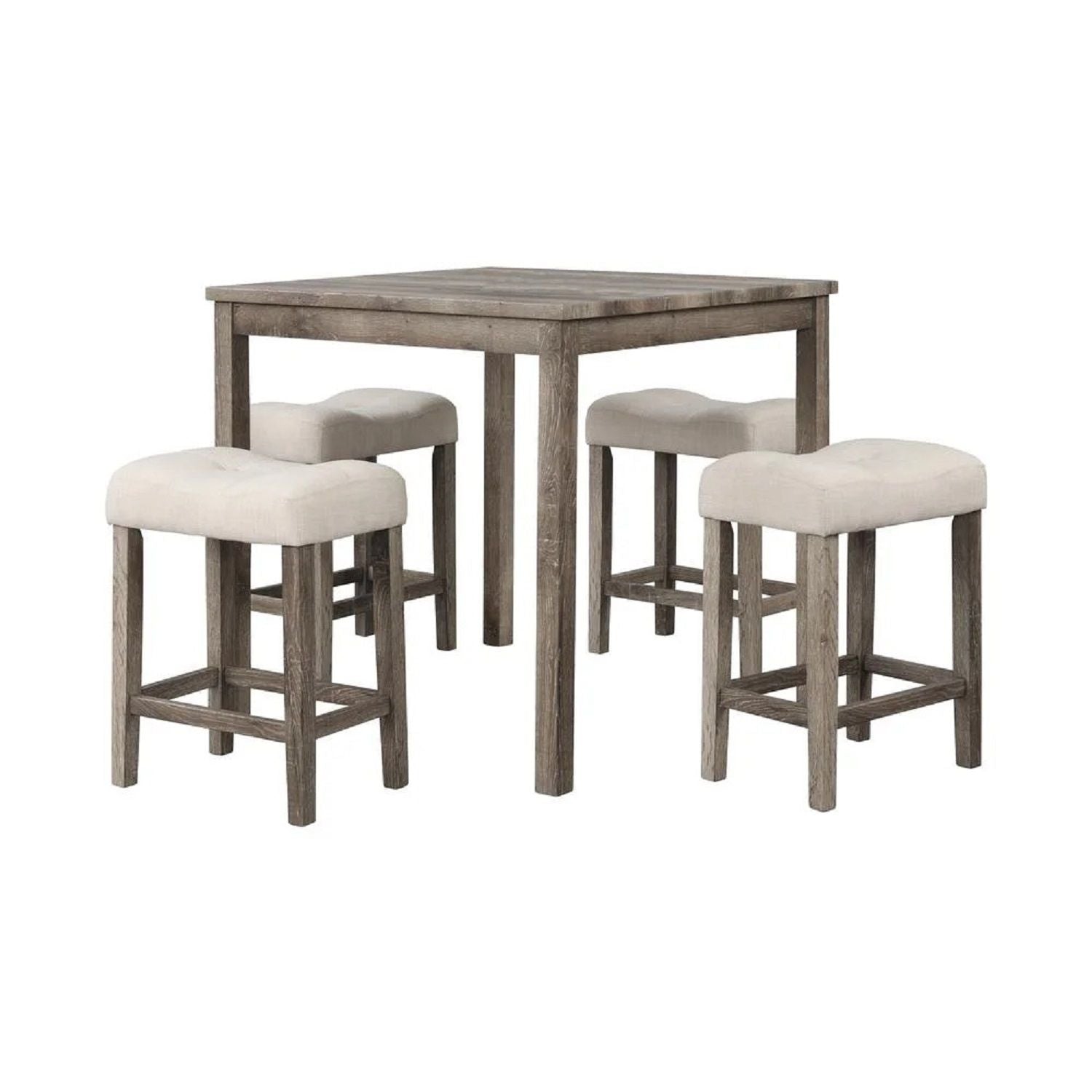 Transitional Counter Dining Set With 4 Tufted Stools