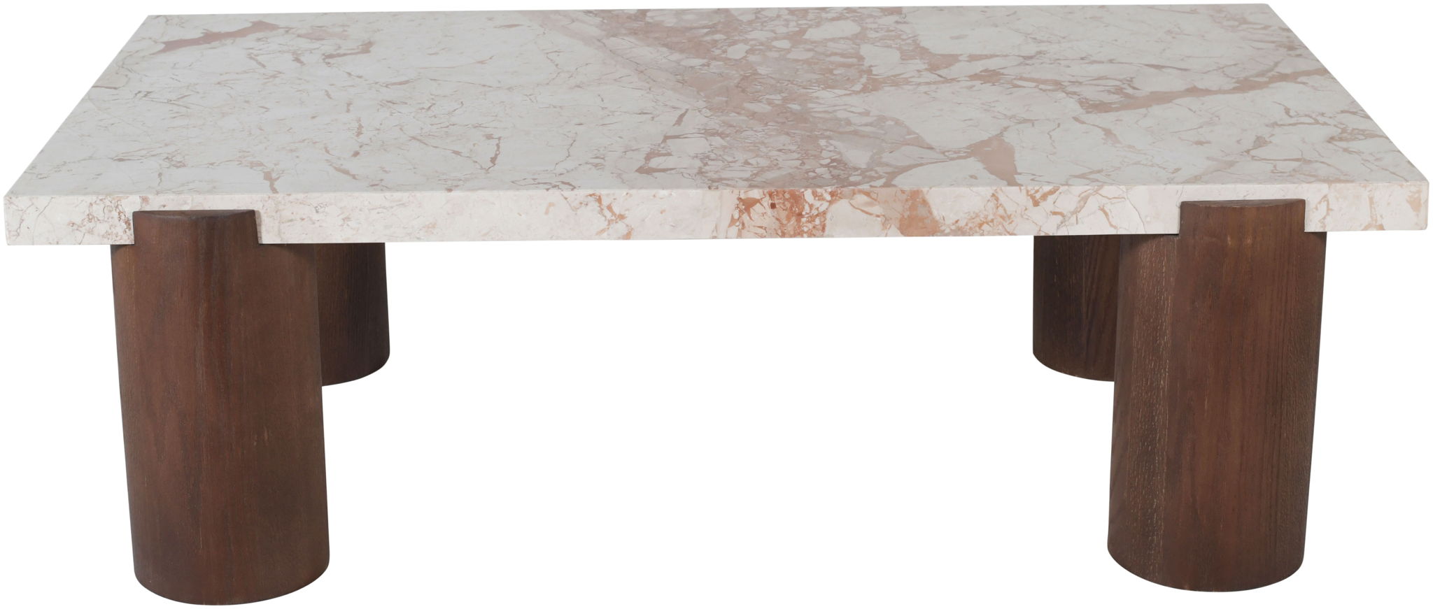 Campania - Marble And Oak Wood Coffee Table - Cream