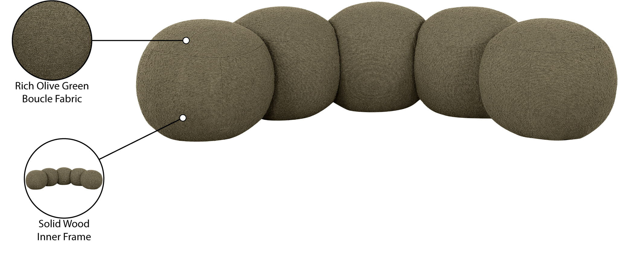 Apollo - Boucle Fabric Bench