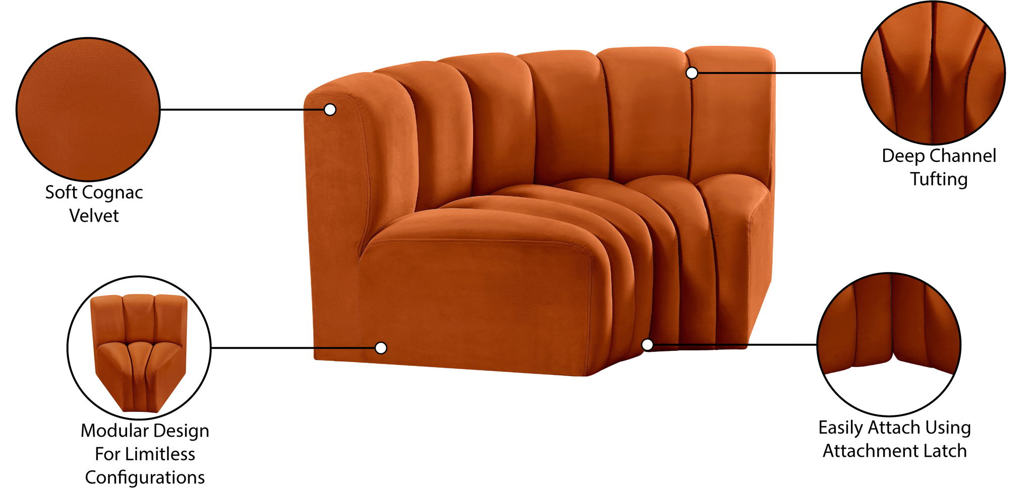 Arc - Velvet 2 Piece Modular Sofa
