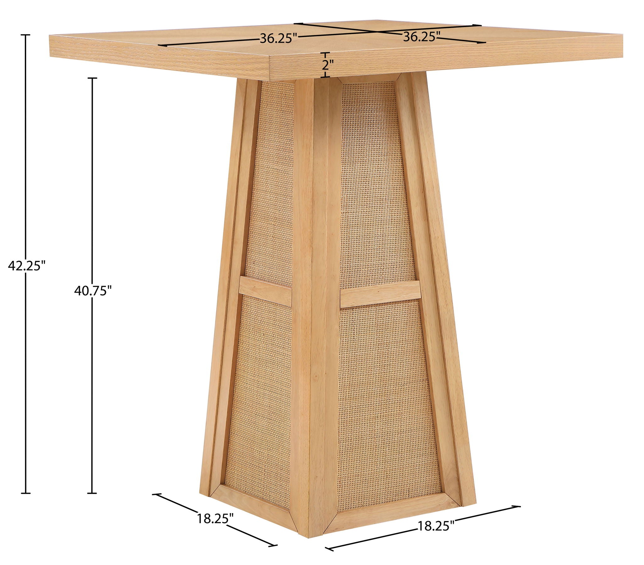 Fenwick - Cane, Oak Veneer And Solid Wood Bar Height Table