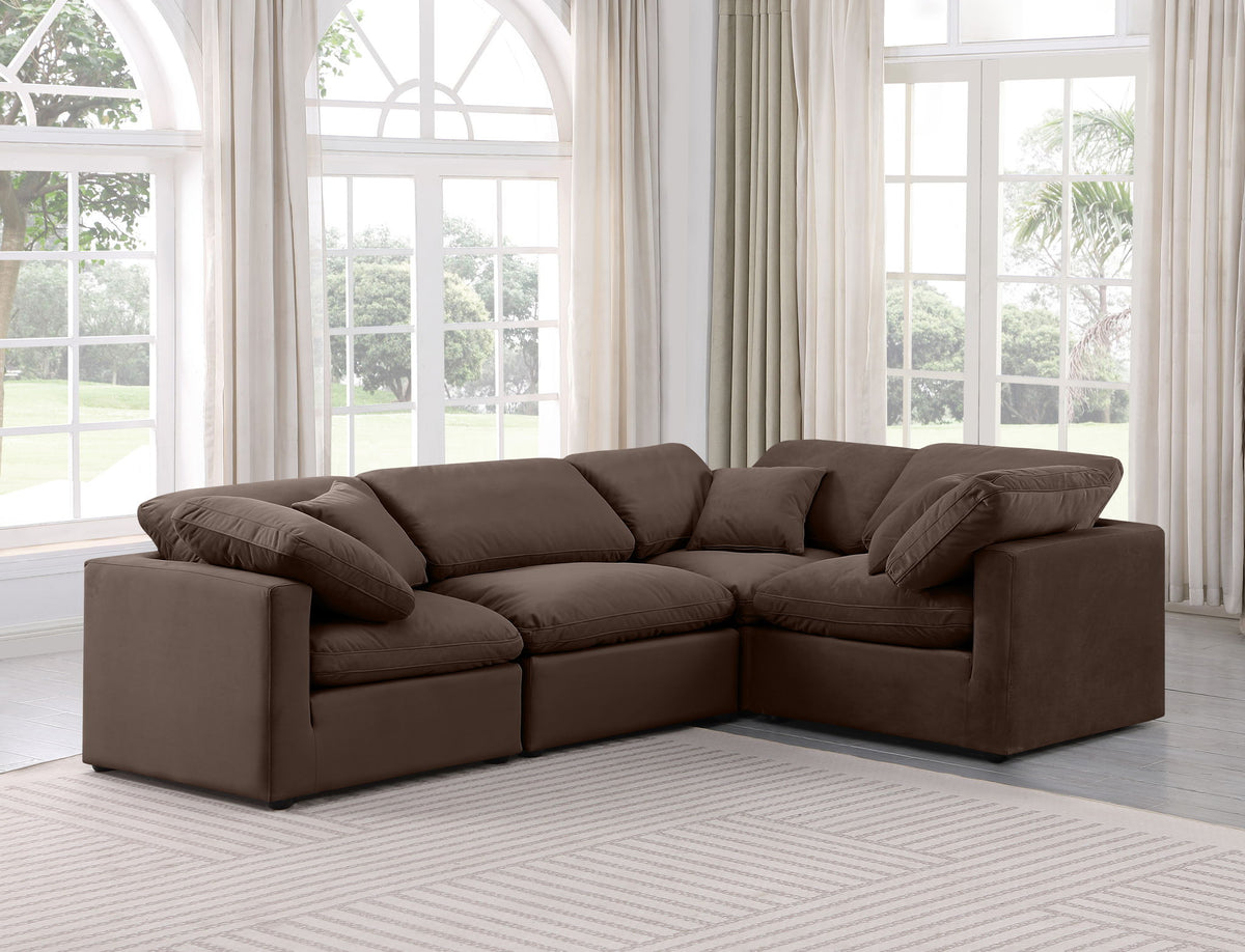 Indulge - Velvet 4 Piece Modular Corner Sectional
