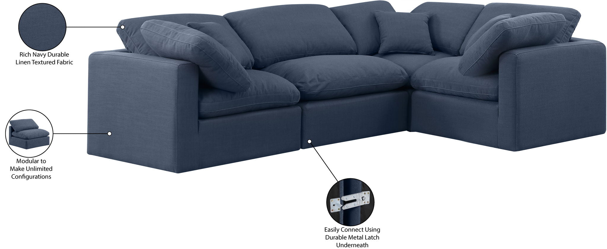 Indulge - Linen 4 Piece Modular Corner Sectional