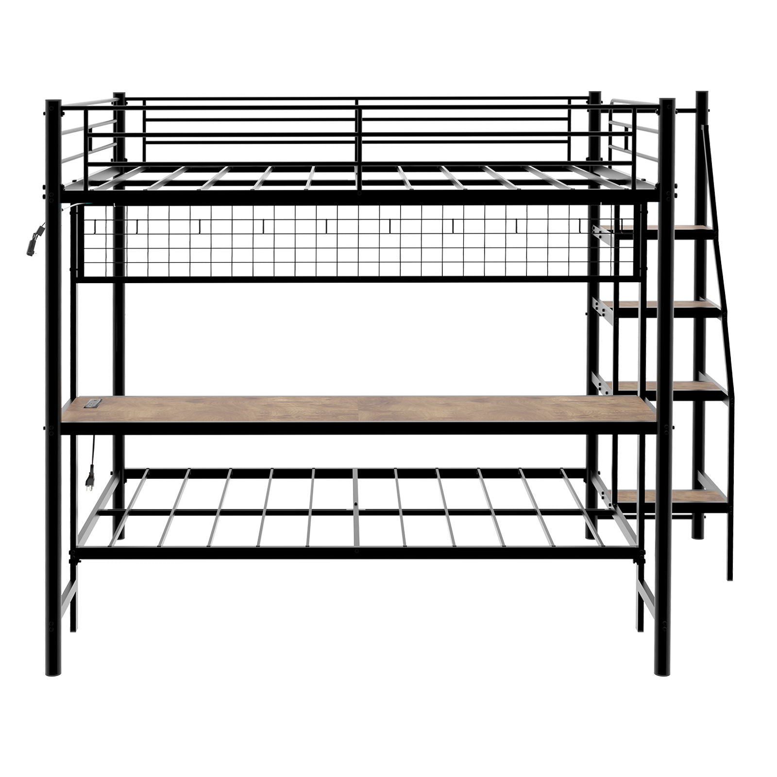 Bunk Bed With Built In Desk And LED Lighting