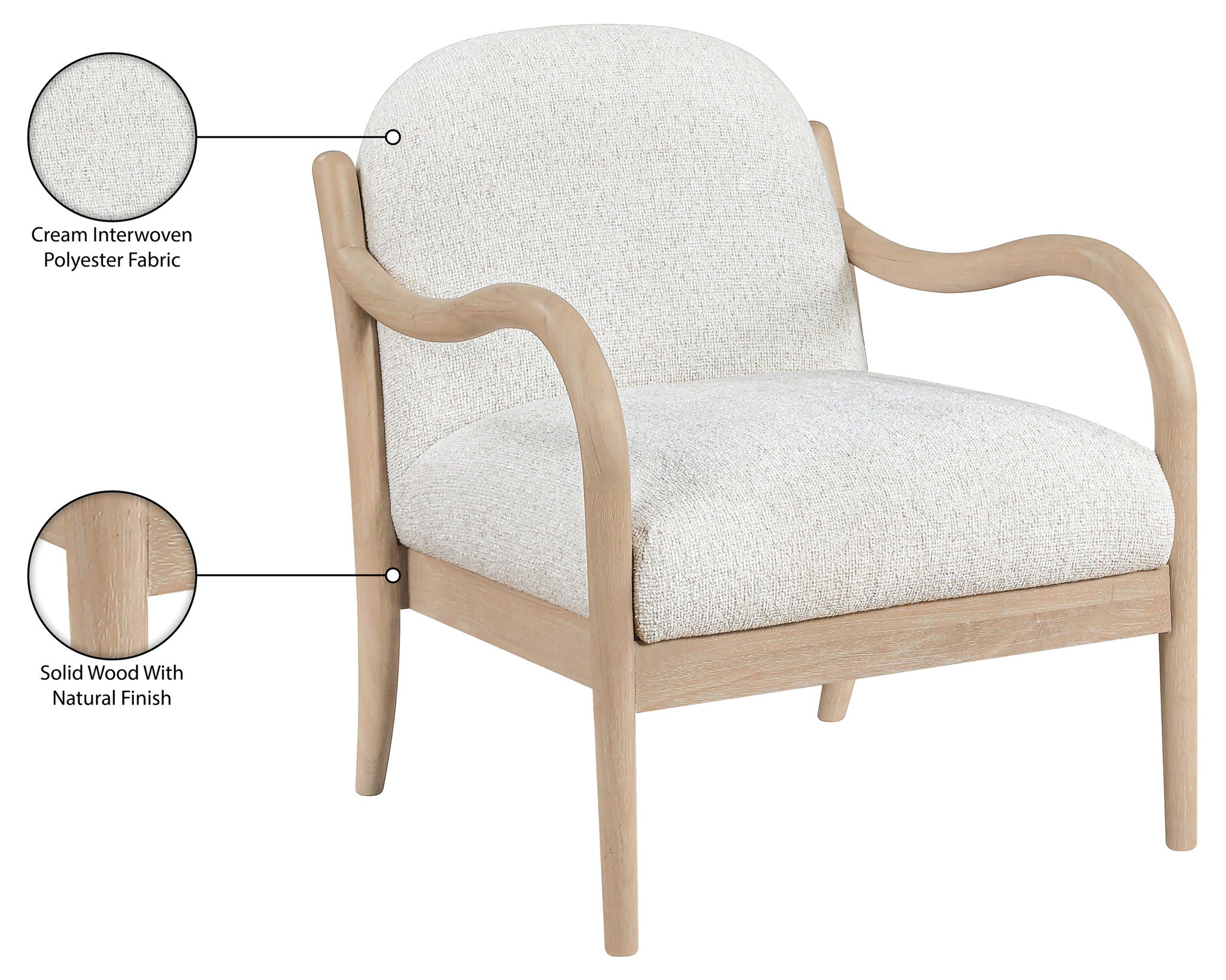 Helmsley - Performance Fabric Upholstered Accent Chair - Cream / Natural