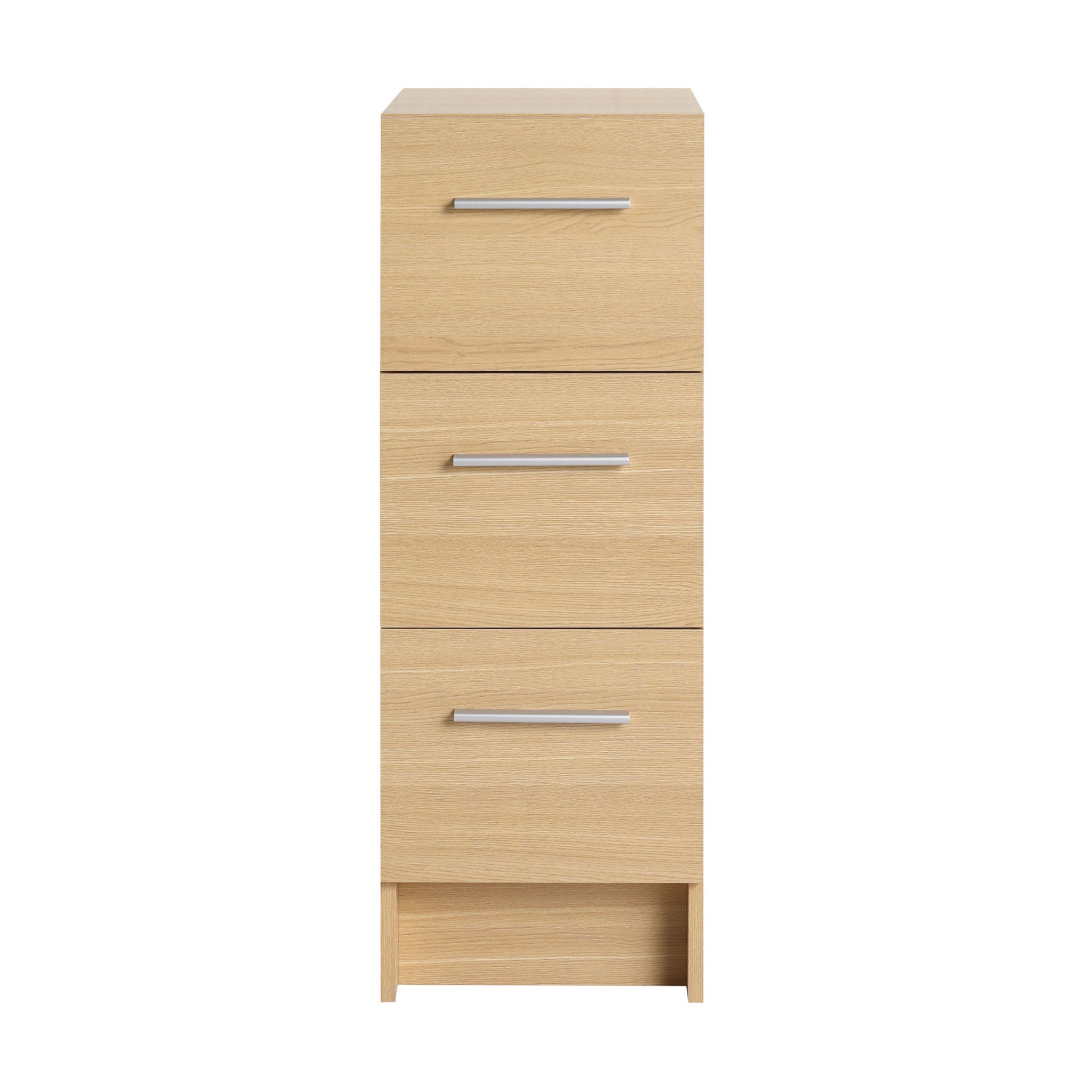 Slim Freestanding Bathroom Storage Cabinet, 3 Drawers - Light Oak