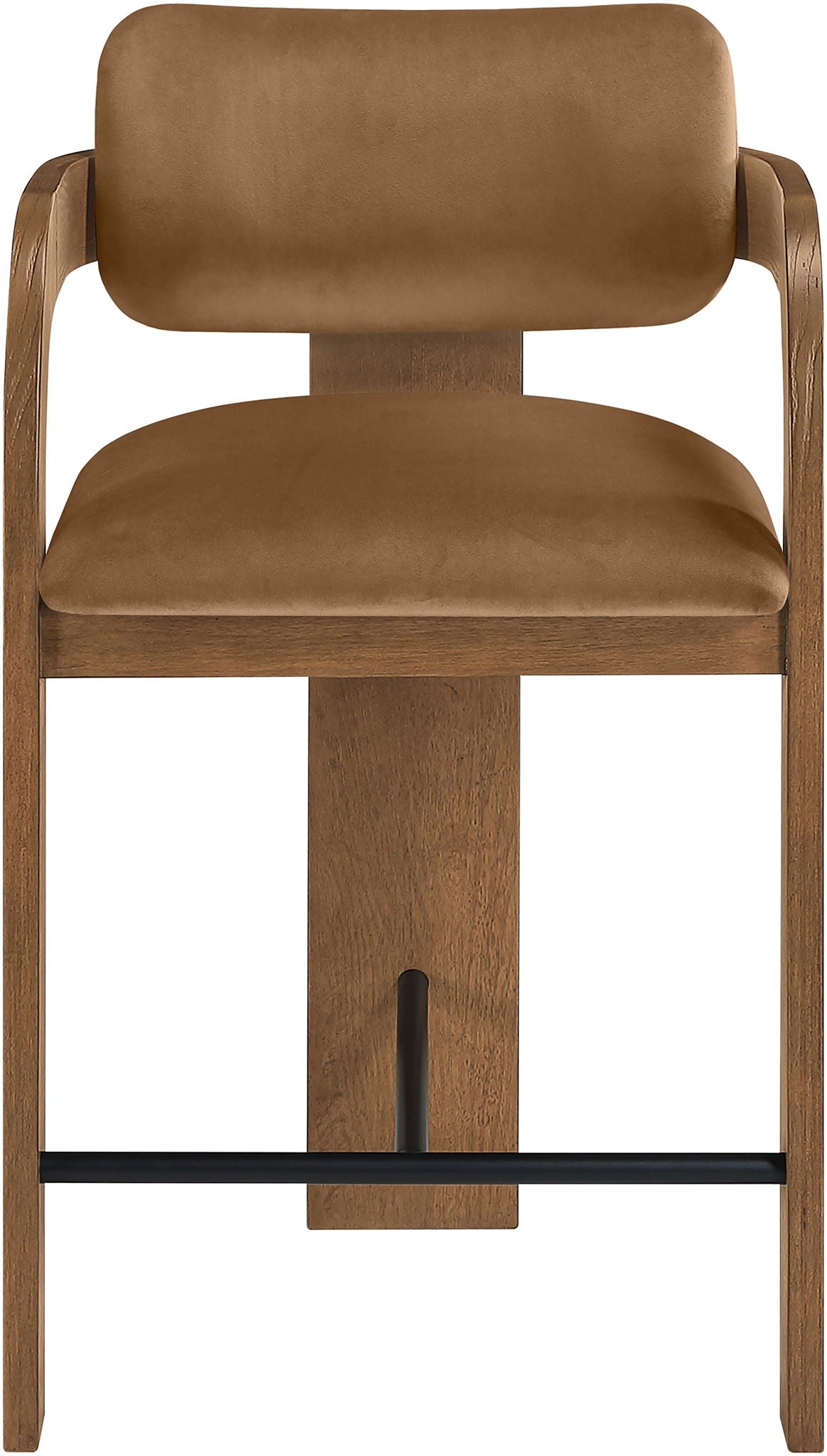 Cedra - Velvet Performance Fabric Upholstered Counter Stool - Brown Frame