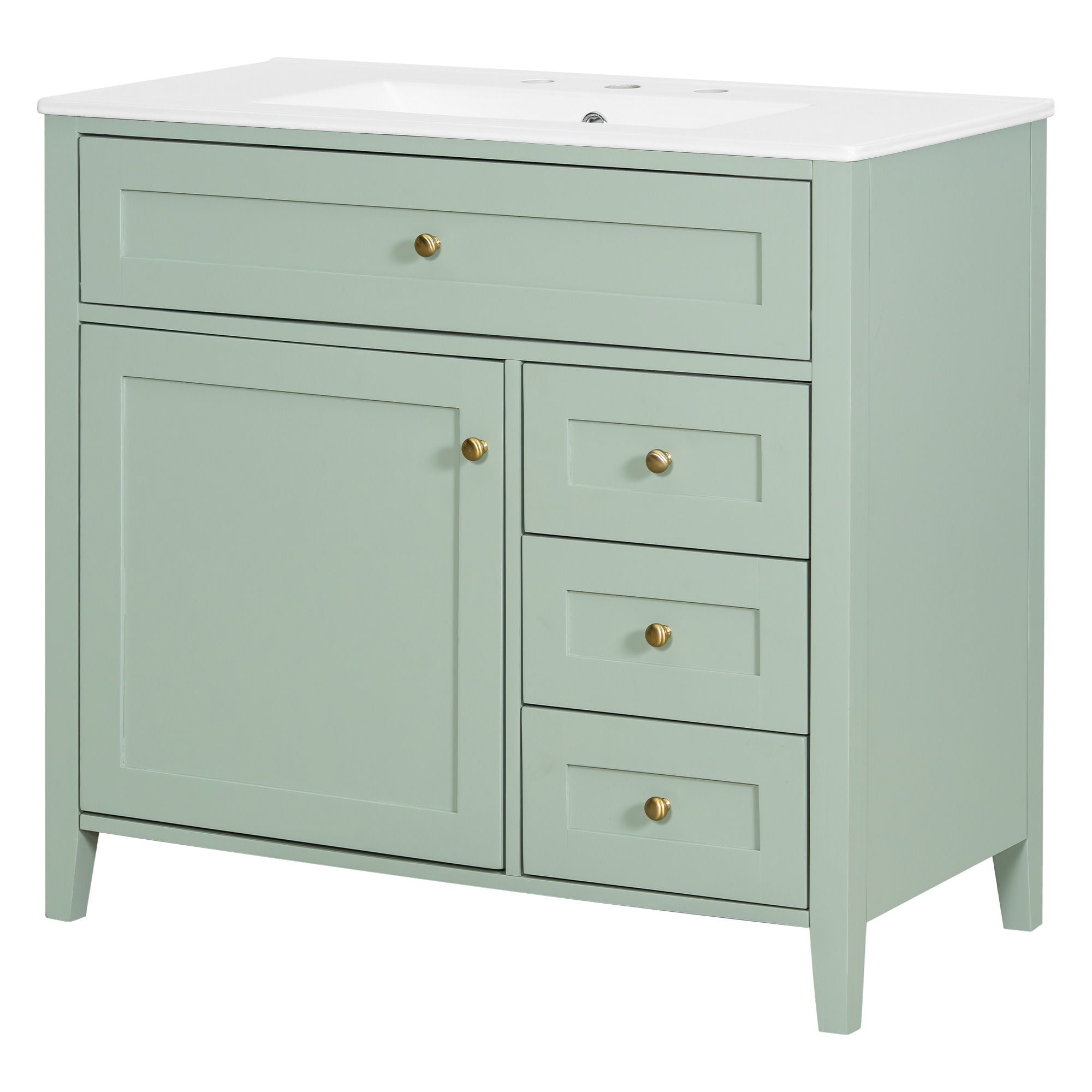 Bathroom Vanity With Sink, Cabinet With 3 Drawers And Adjustable Shelf