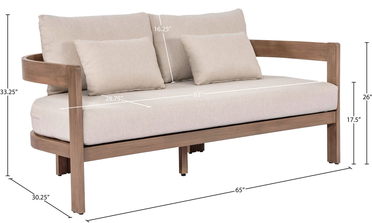 Newport - Water Resistant Fabric 65" Upholstered Outdoor Patio Loveseat
