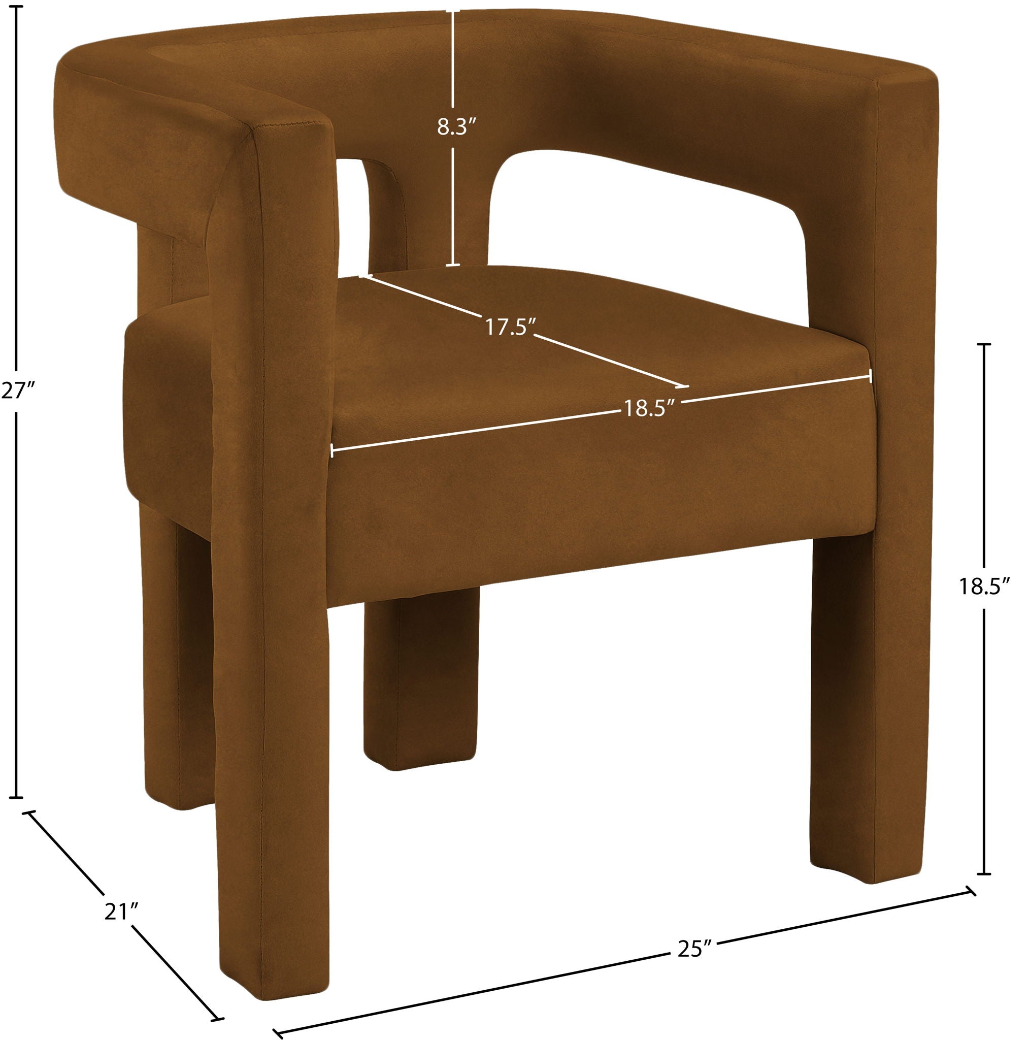 Athena - Velvet Dining Chair - Saddle