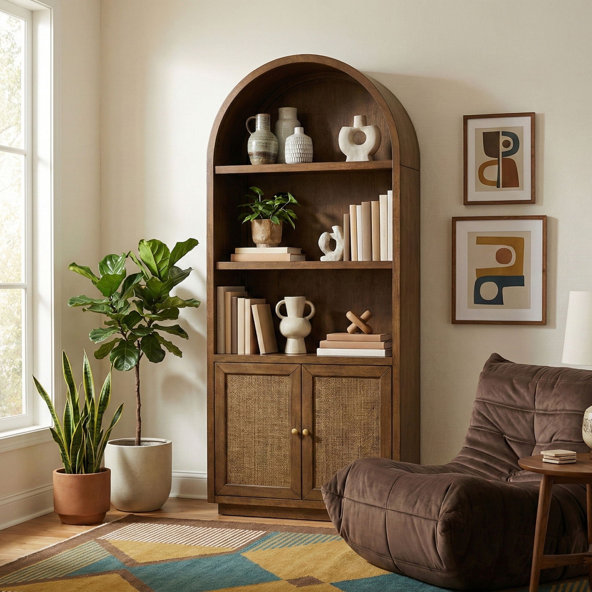 Botanical - Oak Veneer And Solid Wood Bookcase