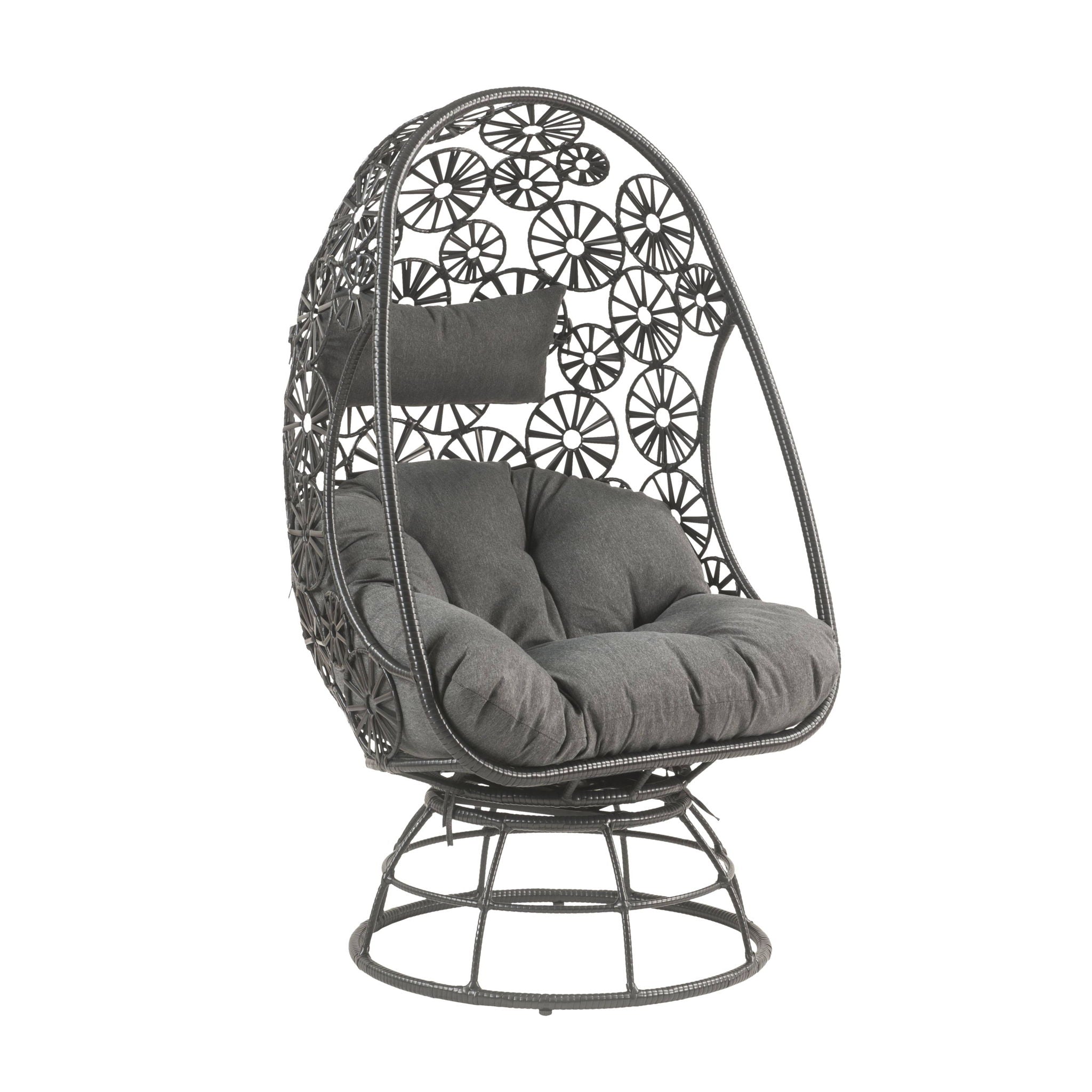 Hikre - Patio Lounge Chair & Side Table - Black / Charcoal