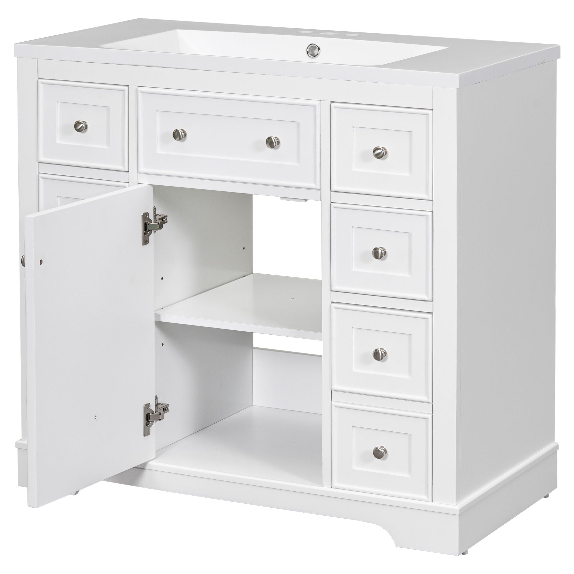 Modern Bathroom Vanity With Sink Combo, 6 Drawers And 1 Cabinet