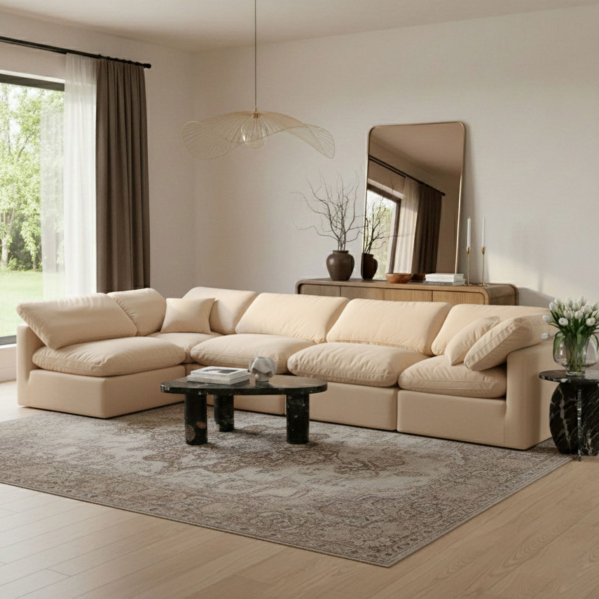Indulge - Velvet 5 Piece Modular Sectional