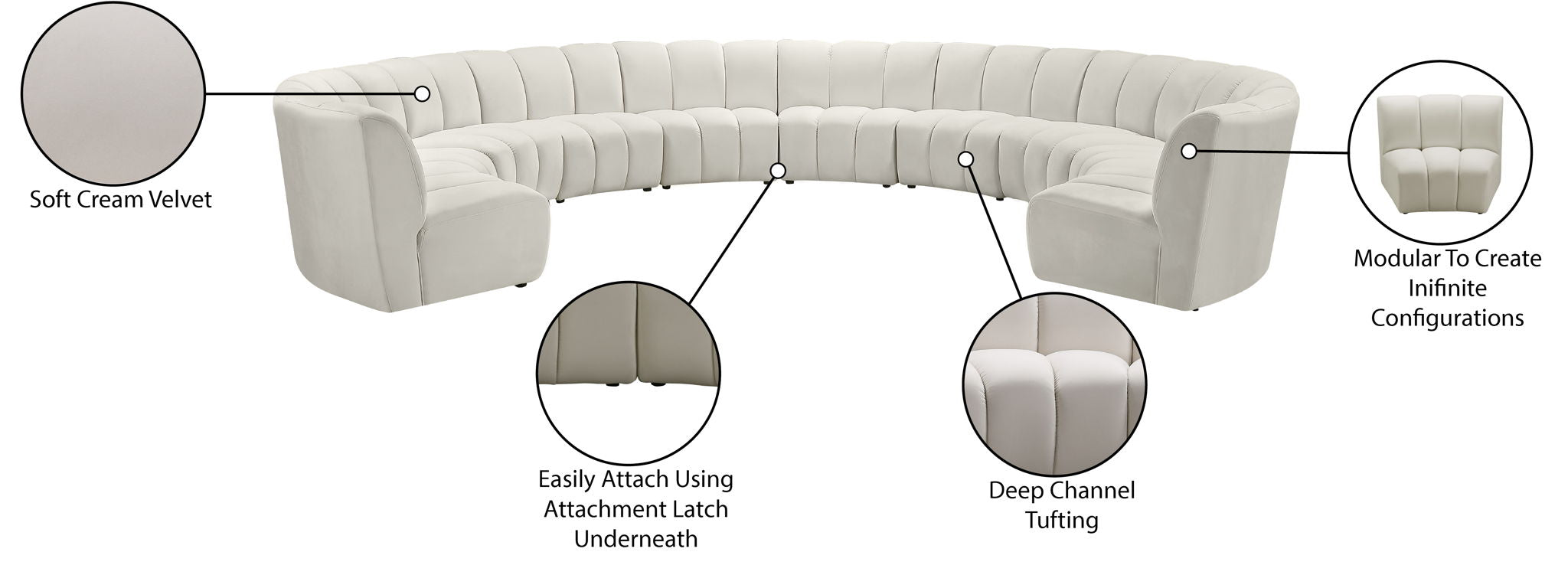 Infinity - 10 Piece Velvet Modular Sectional