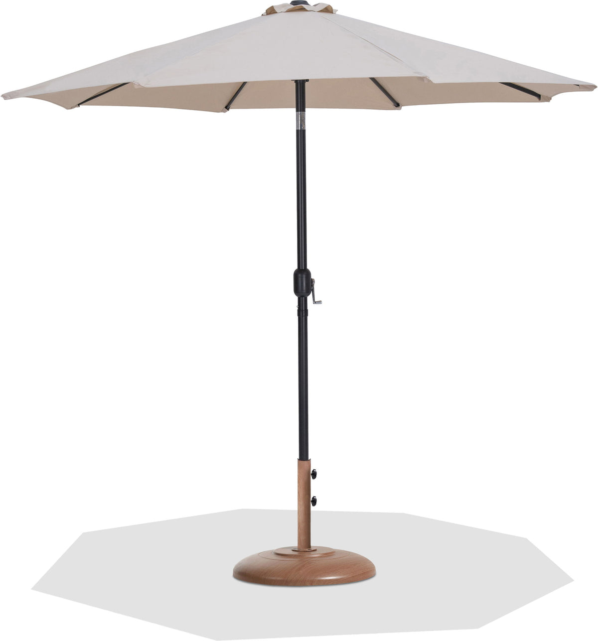 Fiji - Aluminum Patio Umbrella With Round Teak And Black Base