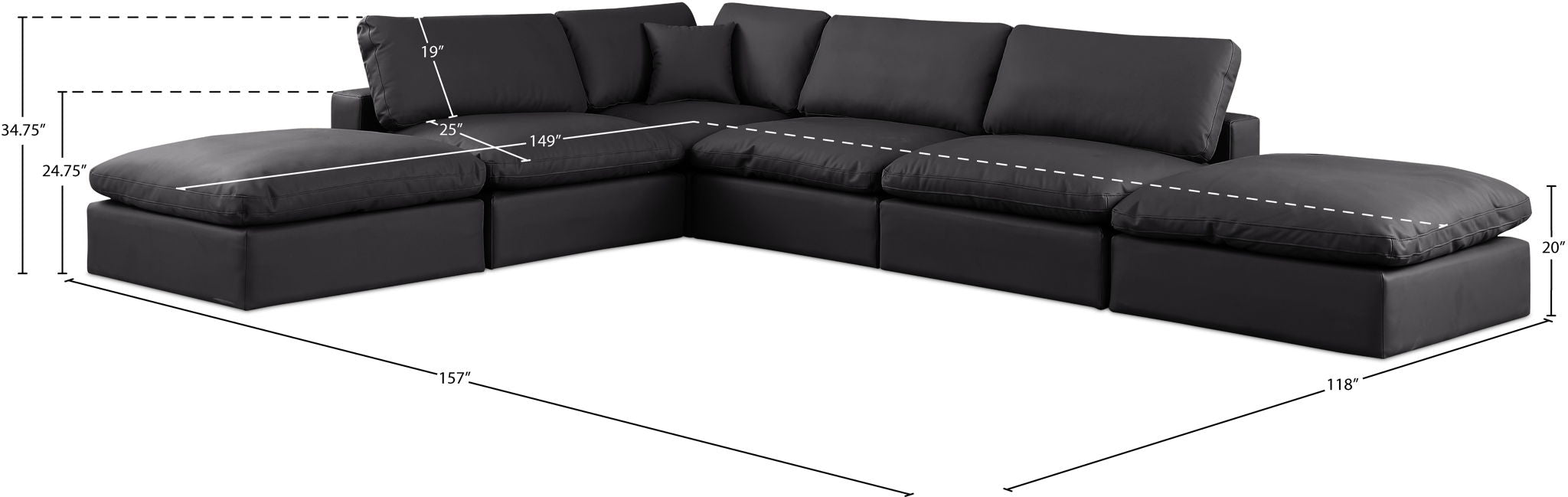 Comfy - 6 Piece Faux Leather Modular Sectional