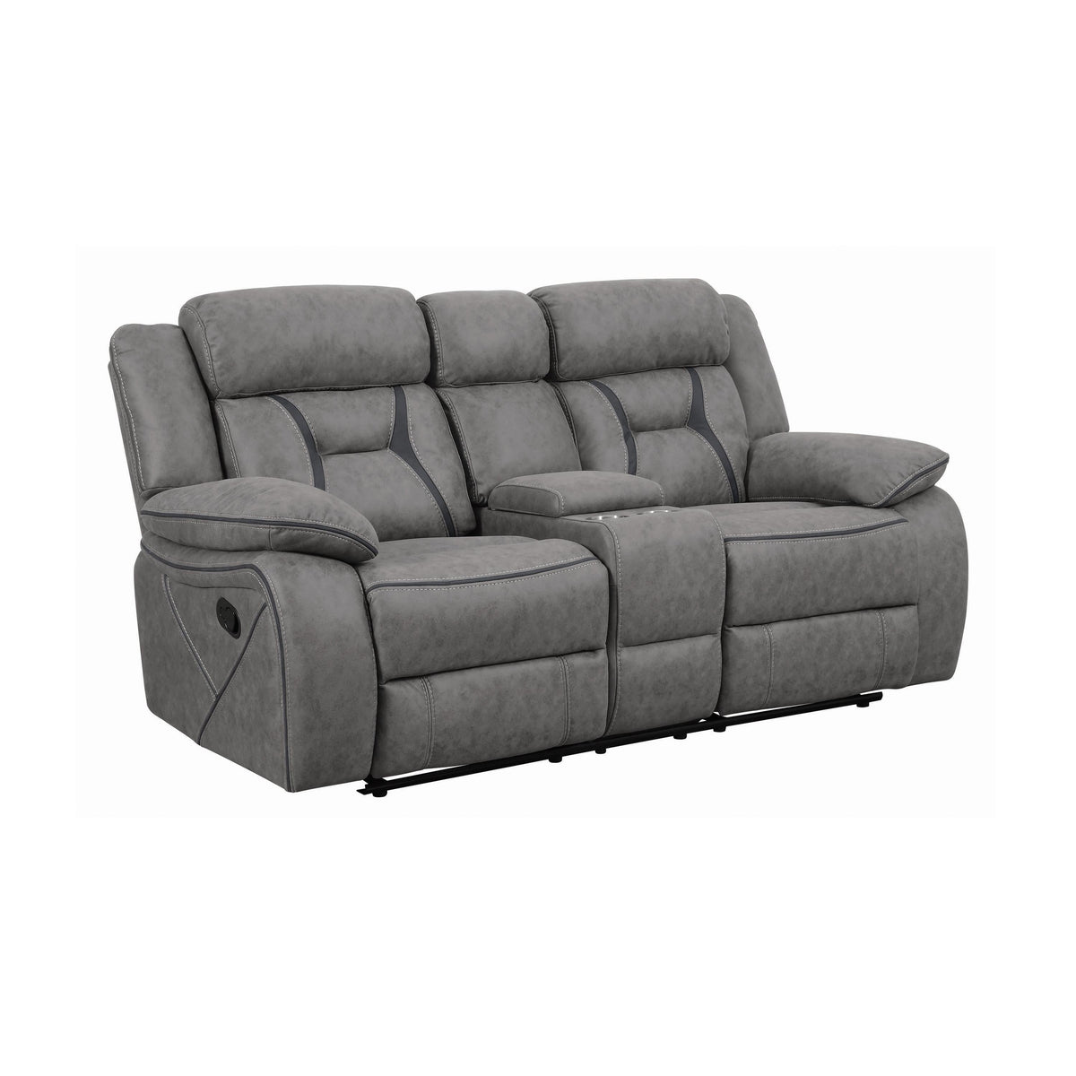 Higgins Reclining Leatherette Loveseat with Console 602262