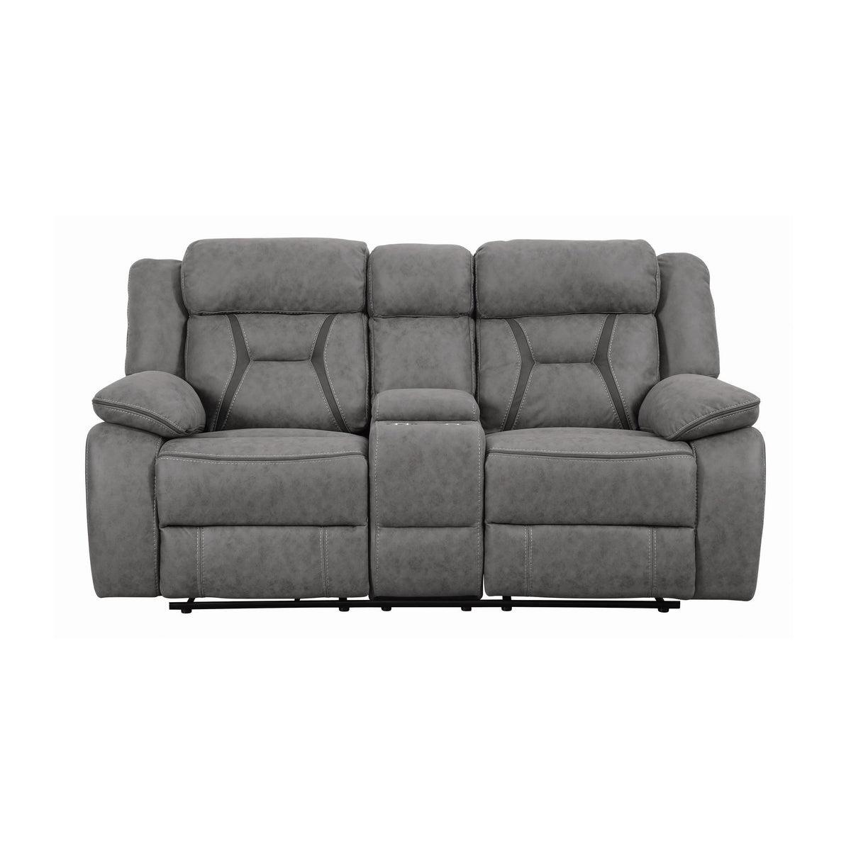 Higgins Reclining Leatherette Loveseat with Console 602262