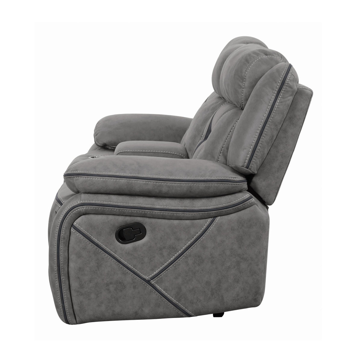 Higgins Reclining Leatherette Loveseat with Console 602262