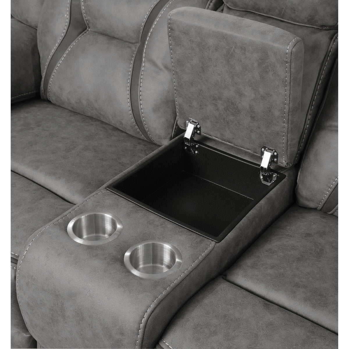 Higgins Reclining Leatherette Loveseat with Console 602262