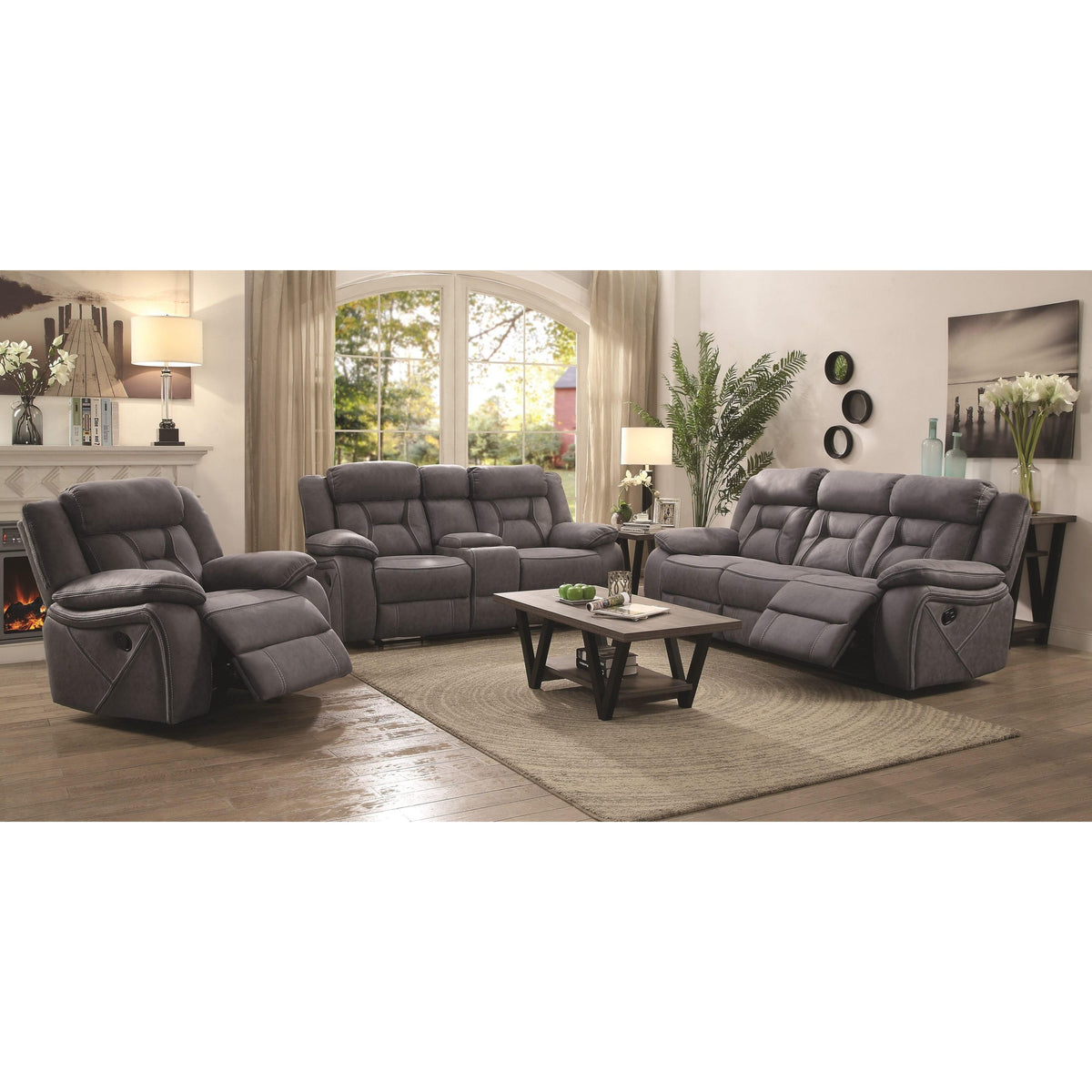Higgins Reclining Leatherette Loveseat with Console 602262
