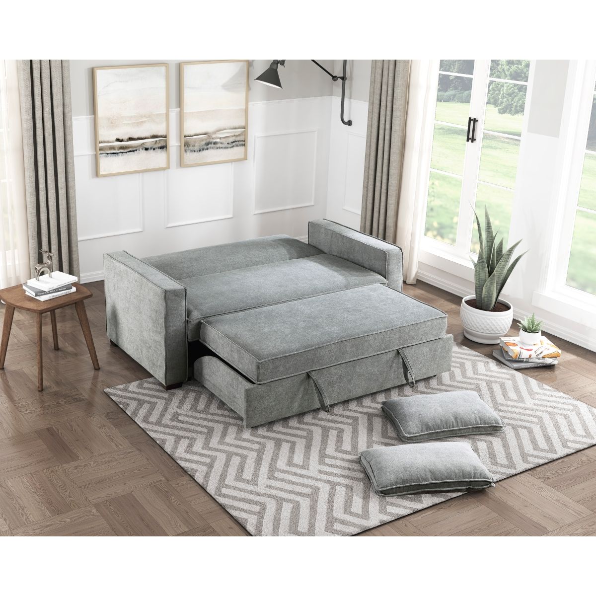 Alta - Convertible Studio Sofa With Pull-Out Bed - Gray