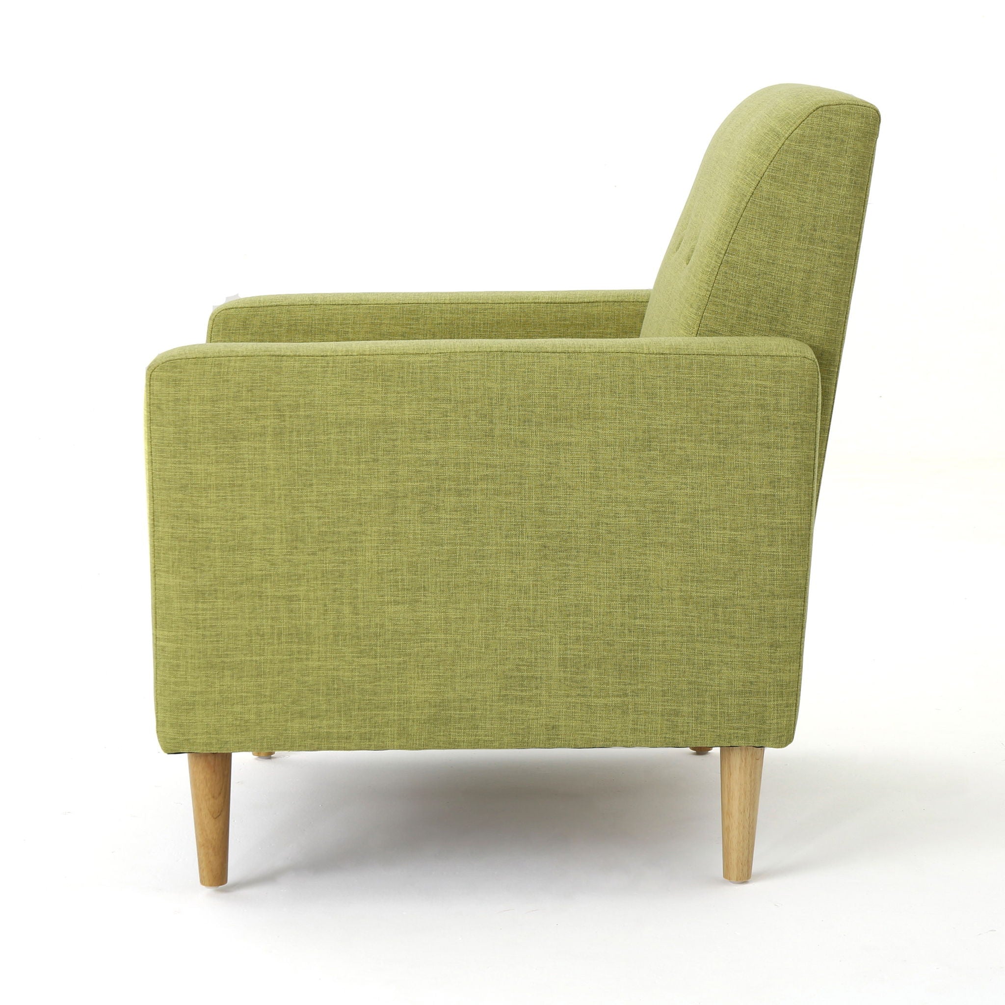 Modern Club Chair, Elegant Fabric With Rubberwood Legs - Green