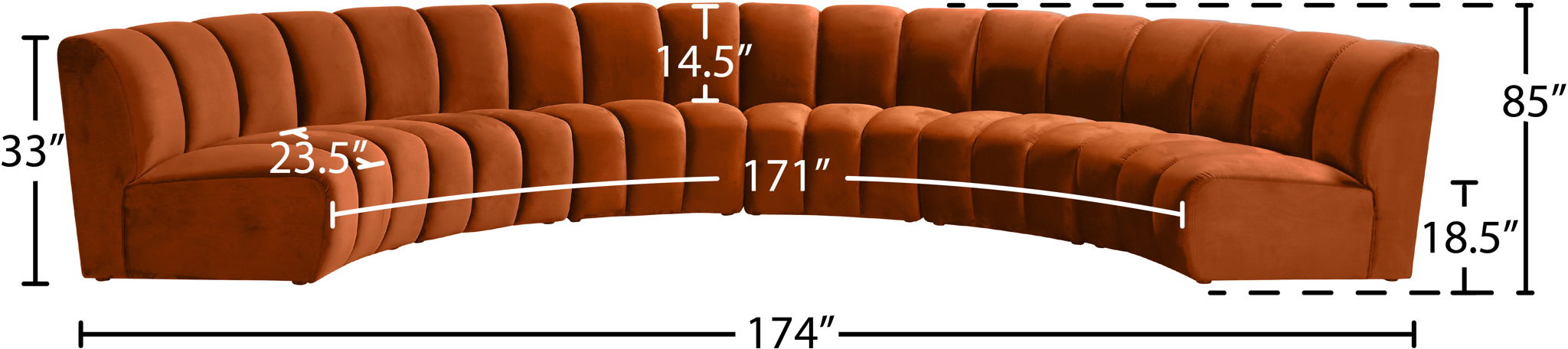 Infinity - 6 Piece Velvet Modular Sectional