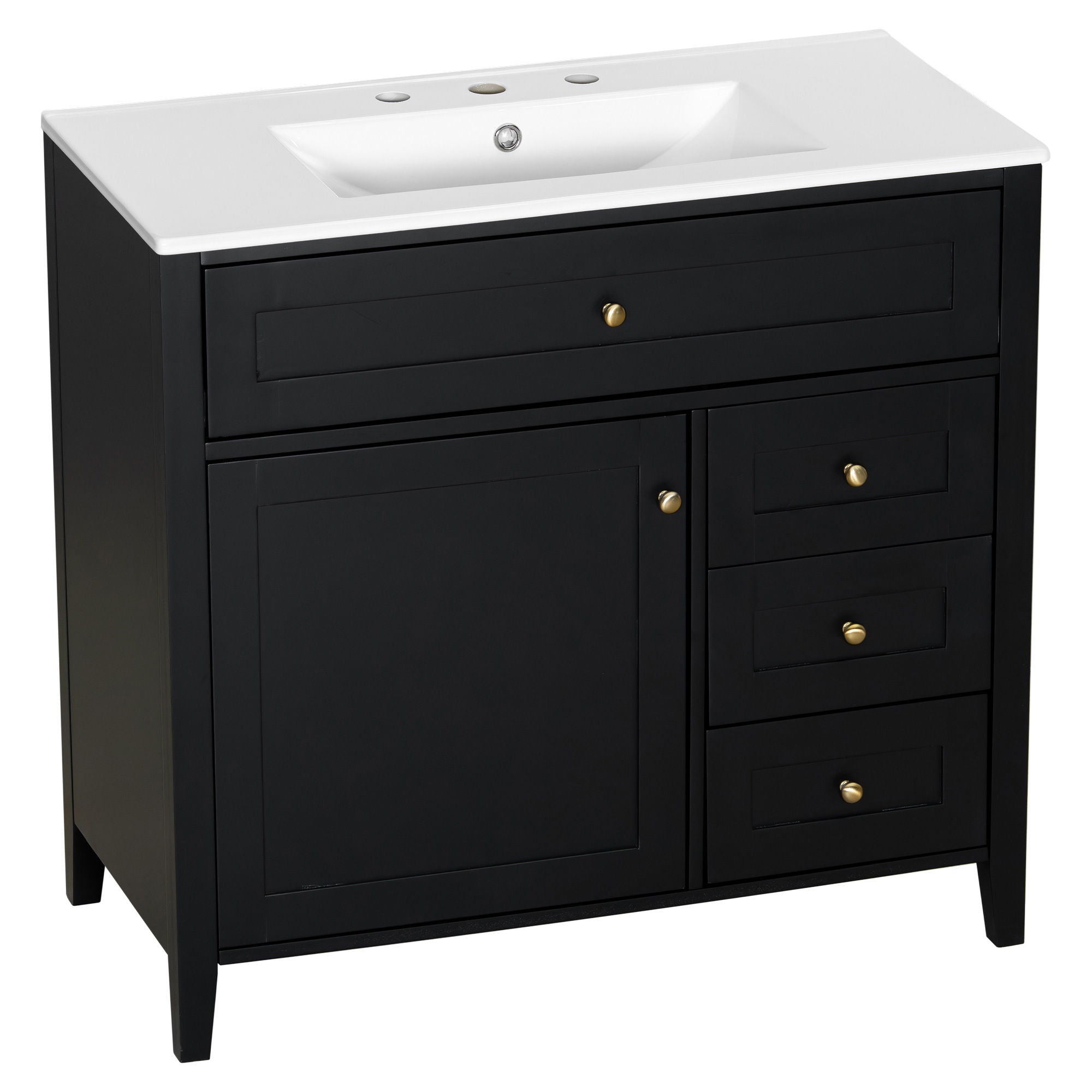 Bathroom Vanity With Sink, Cabinet With 3 Drawers And Adjustable Shelf