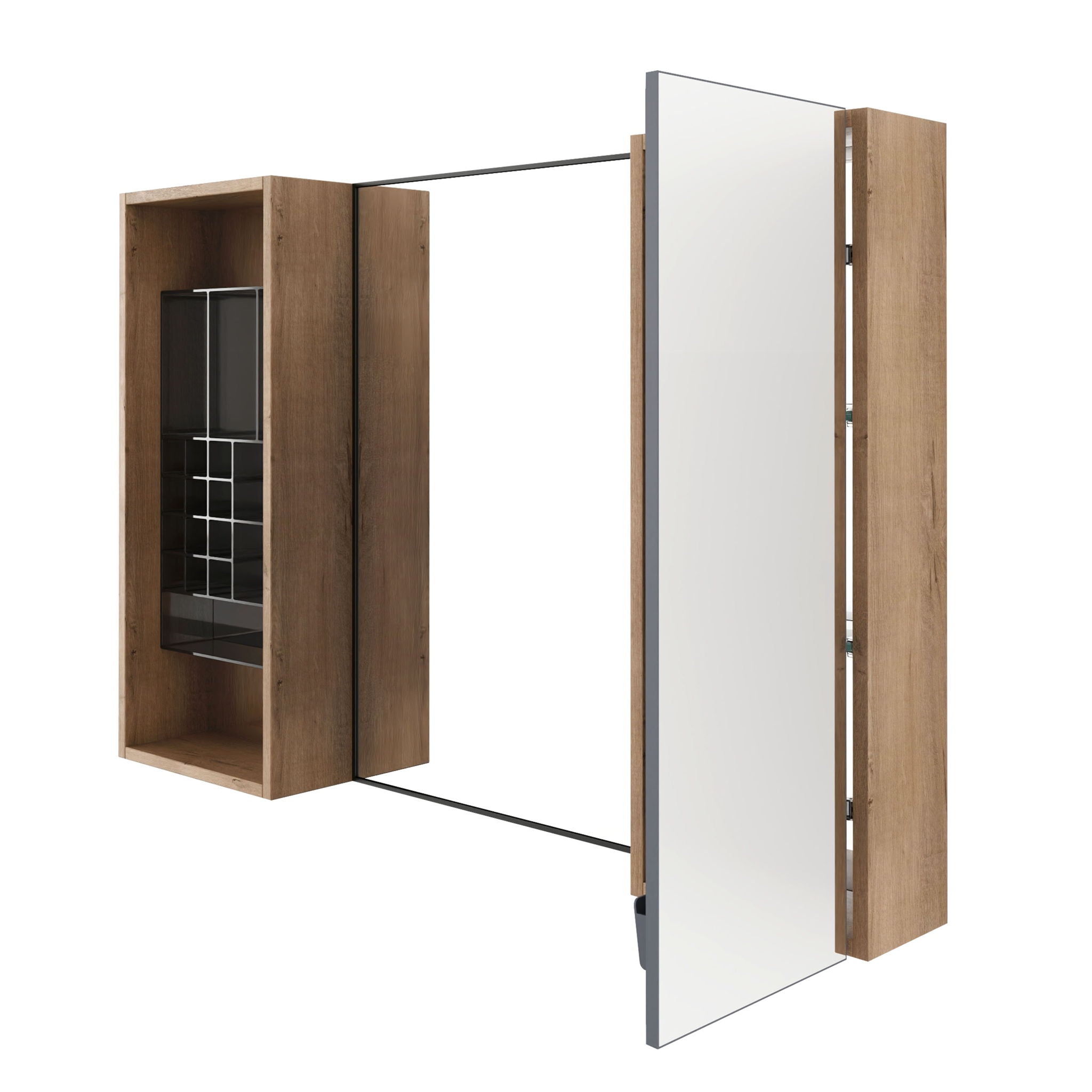 41.3" Wall Mounted Bathroom Cabinet With Adjustable Shelves Storage Unit - Imitative Oak