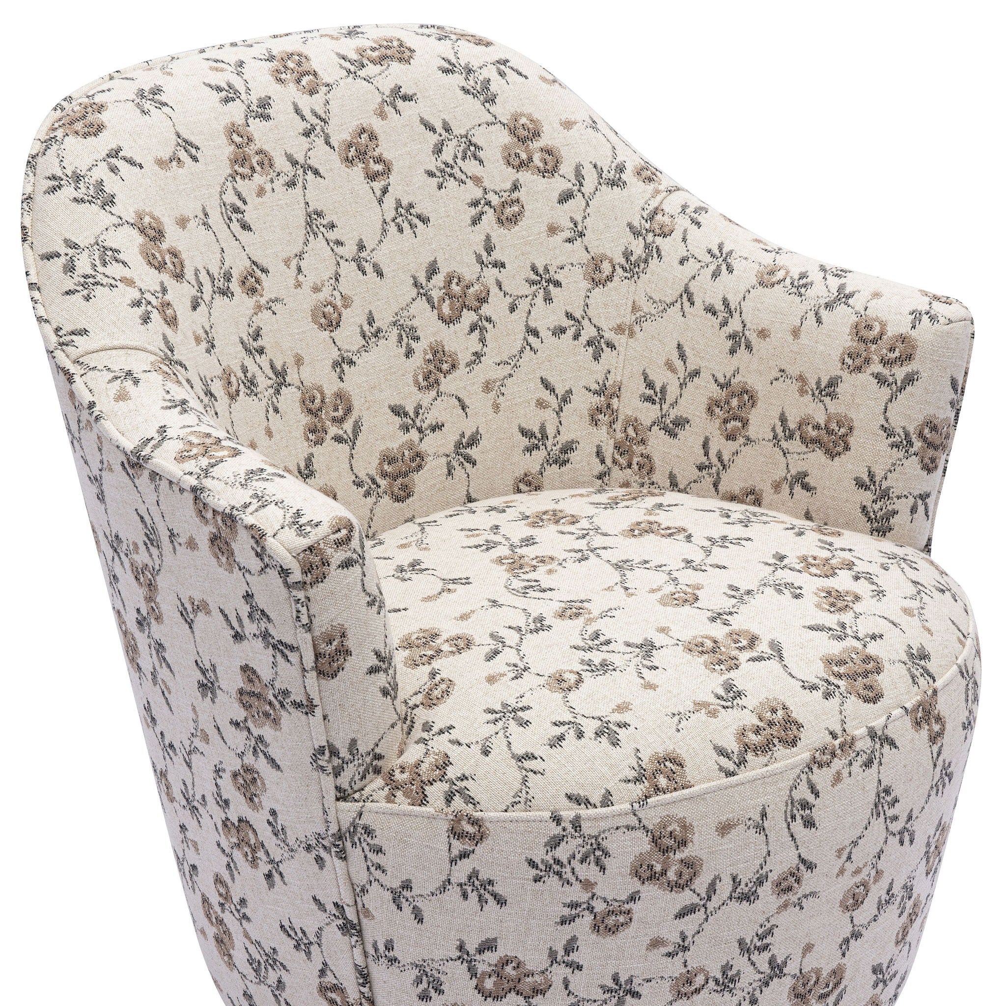 Skyla - Floral Jacquard Swivel Accent Chair - Beige