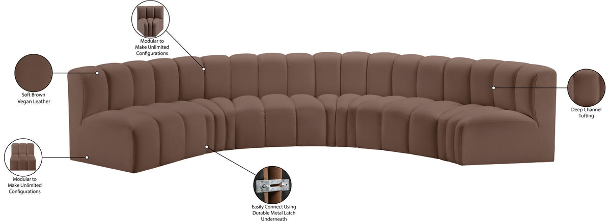 Arc - Faux Leather 6 Piece U-Shaped Modular Sofa