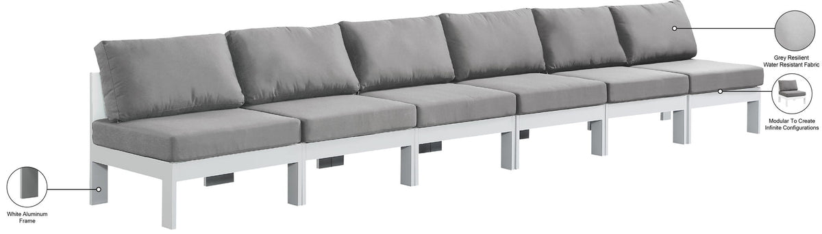 Nizuc - Outdoor Patio 6 Seat Armless Modular Sofa With White Frame