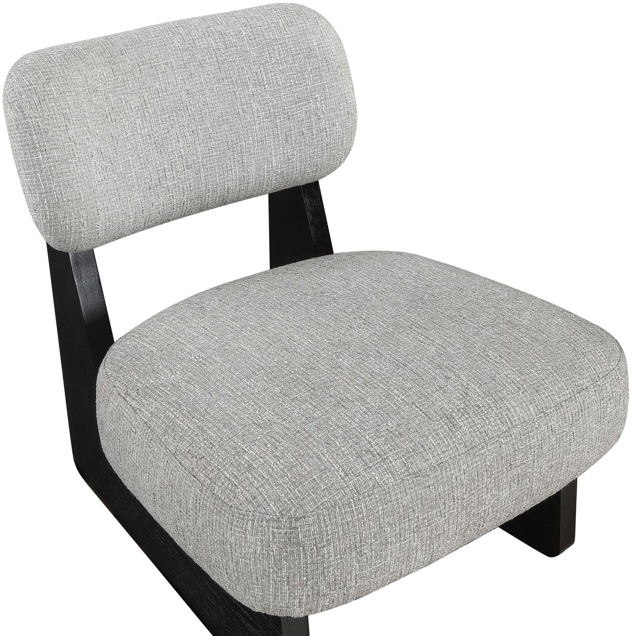 Vetra - Linen Textured Fabric Upholstered Accent Chair With Black Base