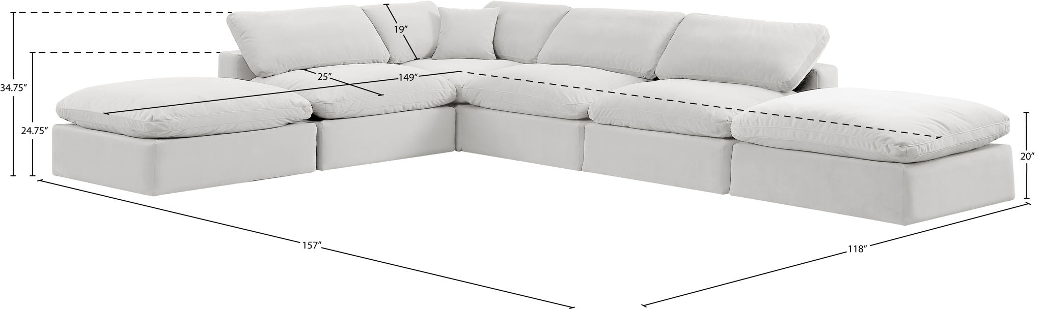 Comfy - 6 Piece Velvet Modular Sectional