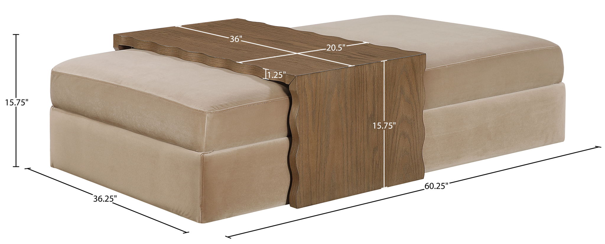 Woodra - Velvet Coffee Table/Ottoman