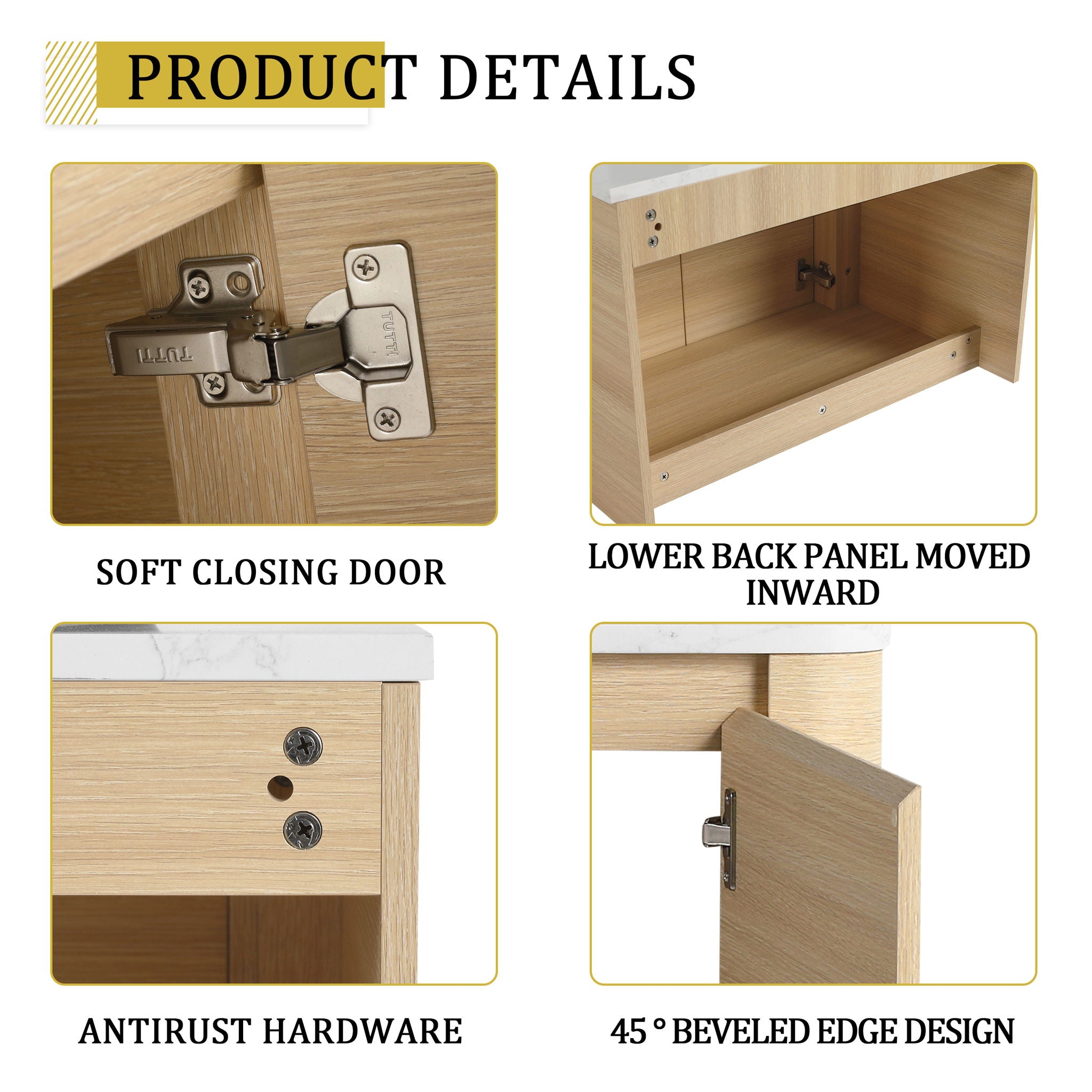 Mounted Bathroom Vanity With Art Sink & 2 Soft Close Doors