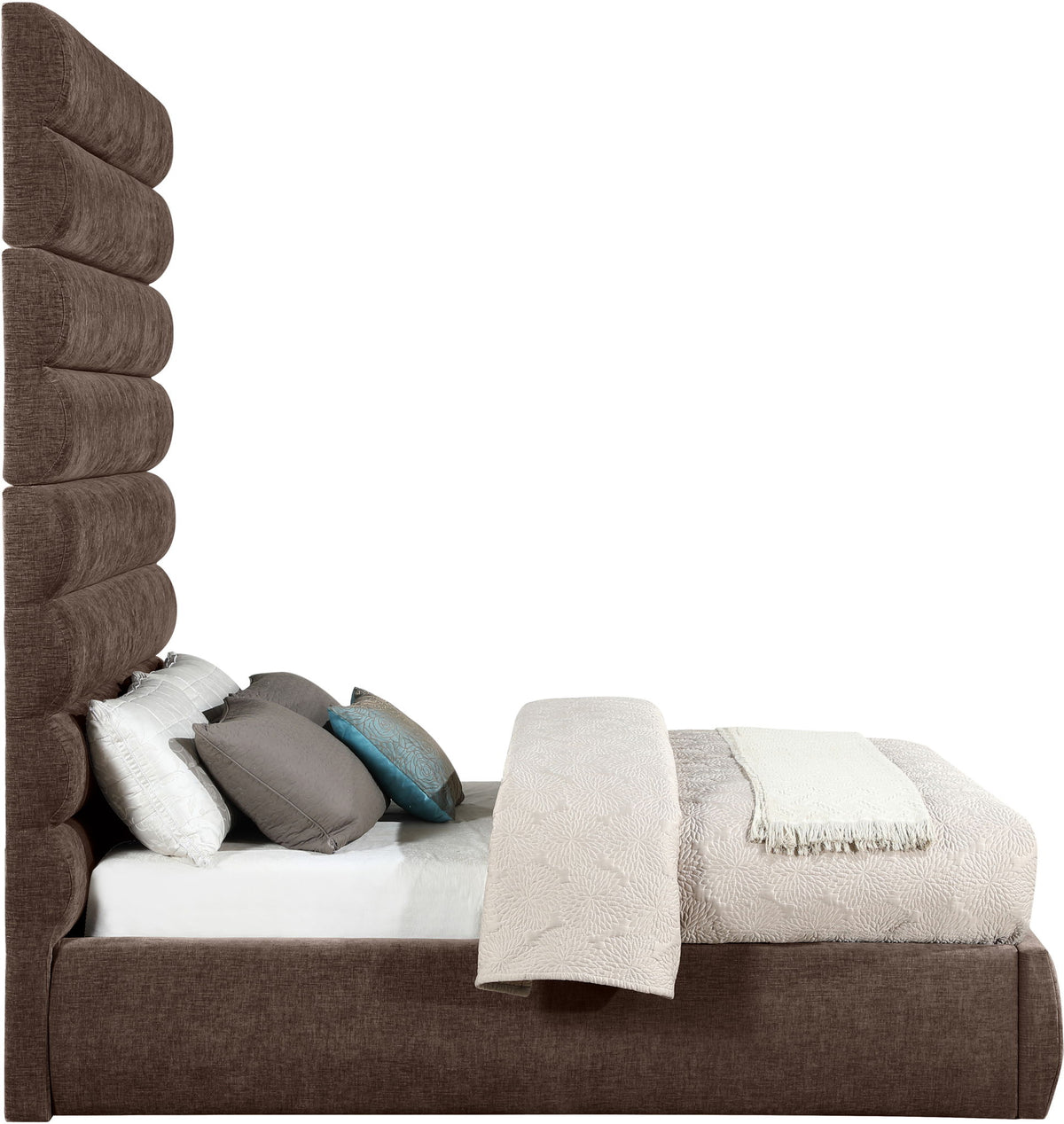 Adam - Chenille Fabric Bed With 89" Headboard