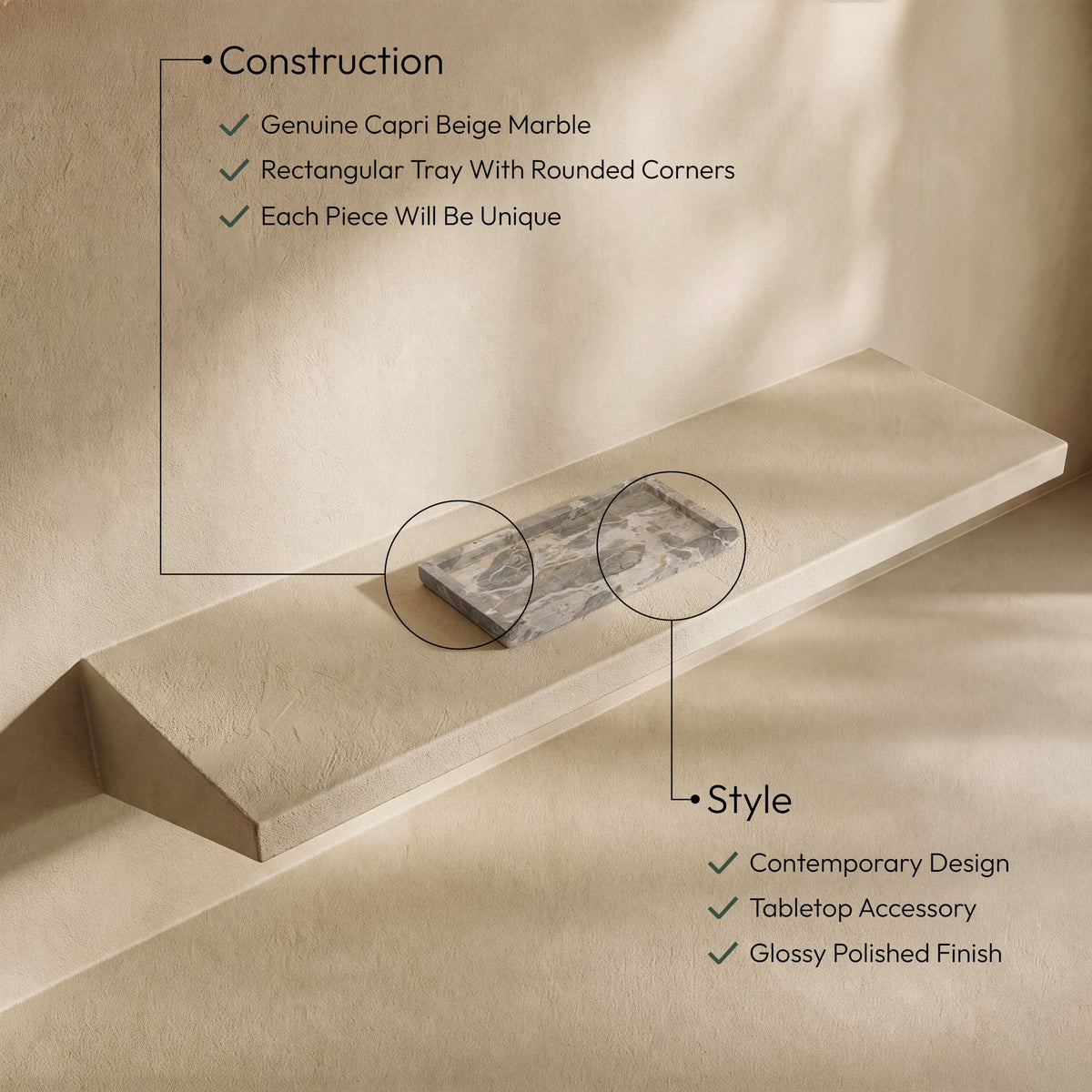 Nolan - Genuine Marble Tray