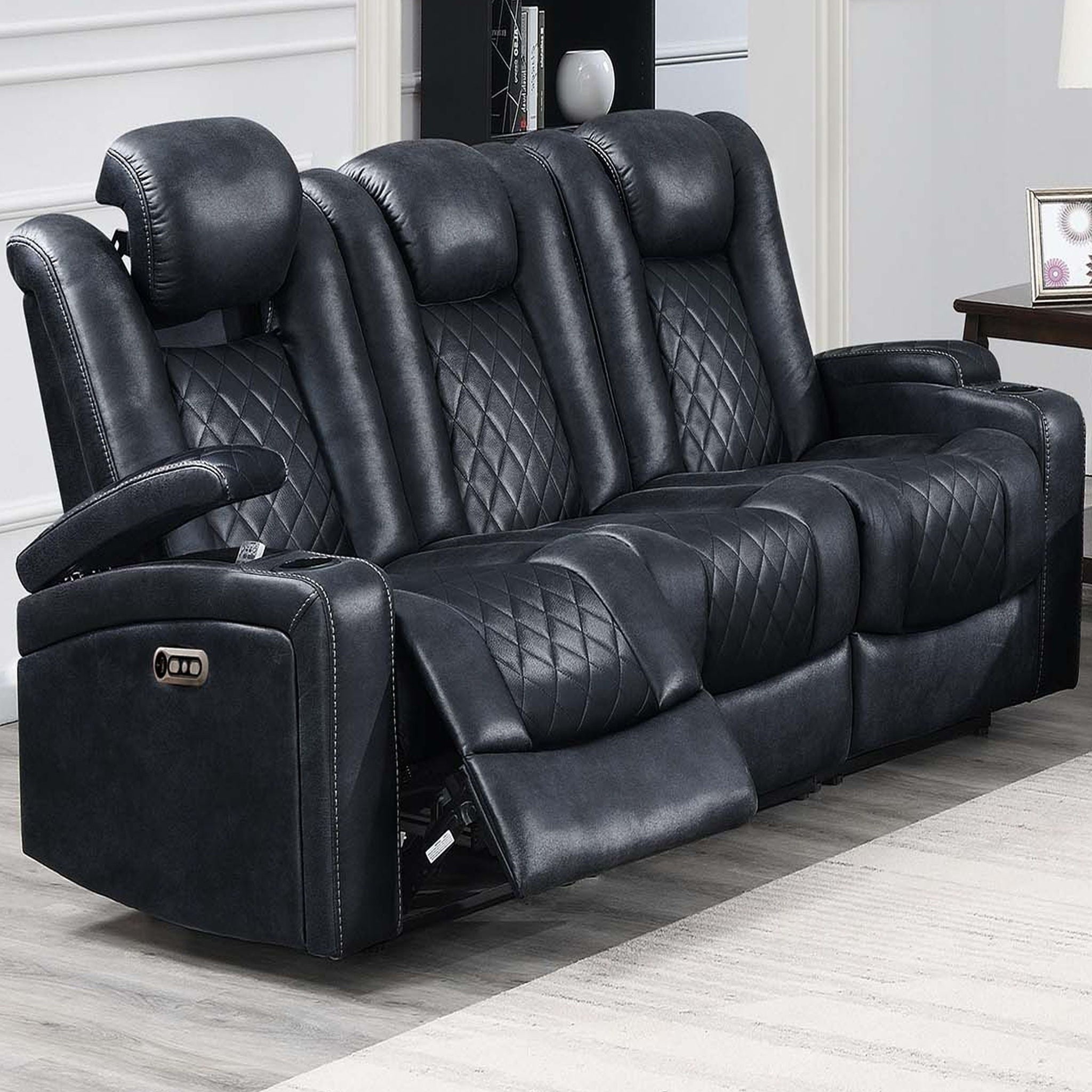Power Reclining Sofa With Adjustable Headrest - Inky Blue