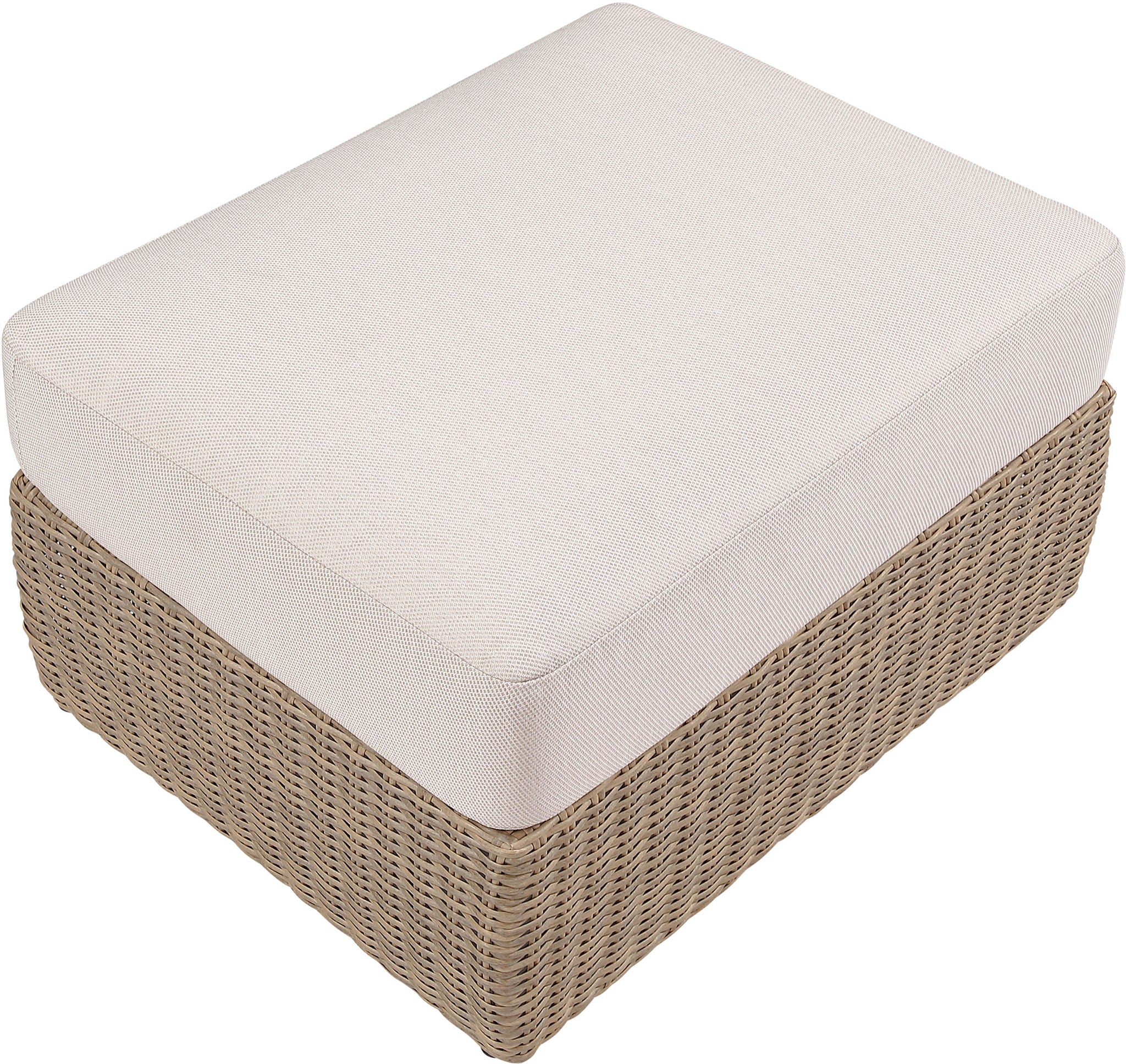 Seacrest - Olefin Water Resistant Fabric And Wicker Outdoor Patio Ottoman/Coffee Table