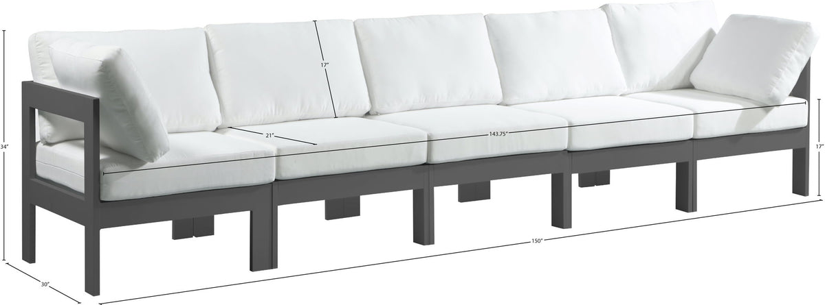 Nizuc - Outdoor Patio 5 Seat Modular Sofa With Gray Frame