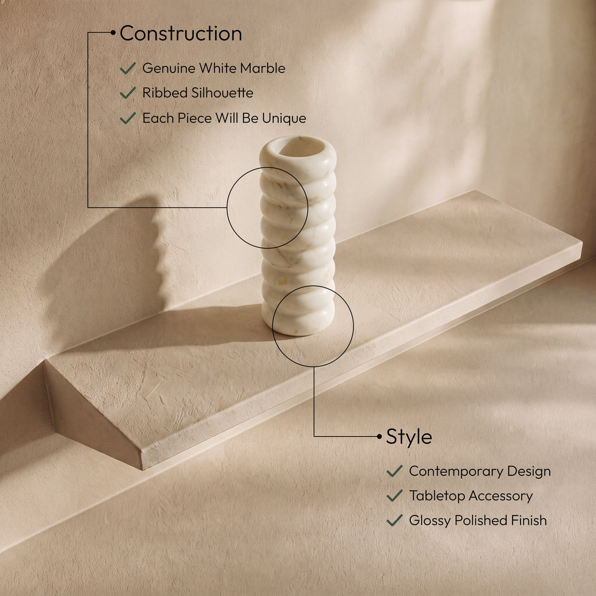 Rousse - Genuine Marble Vase